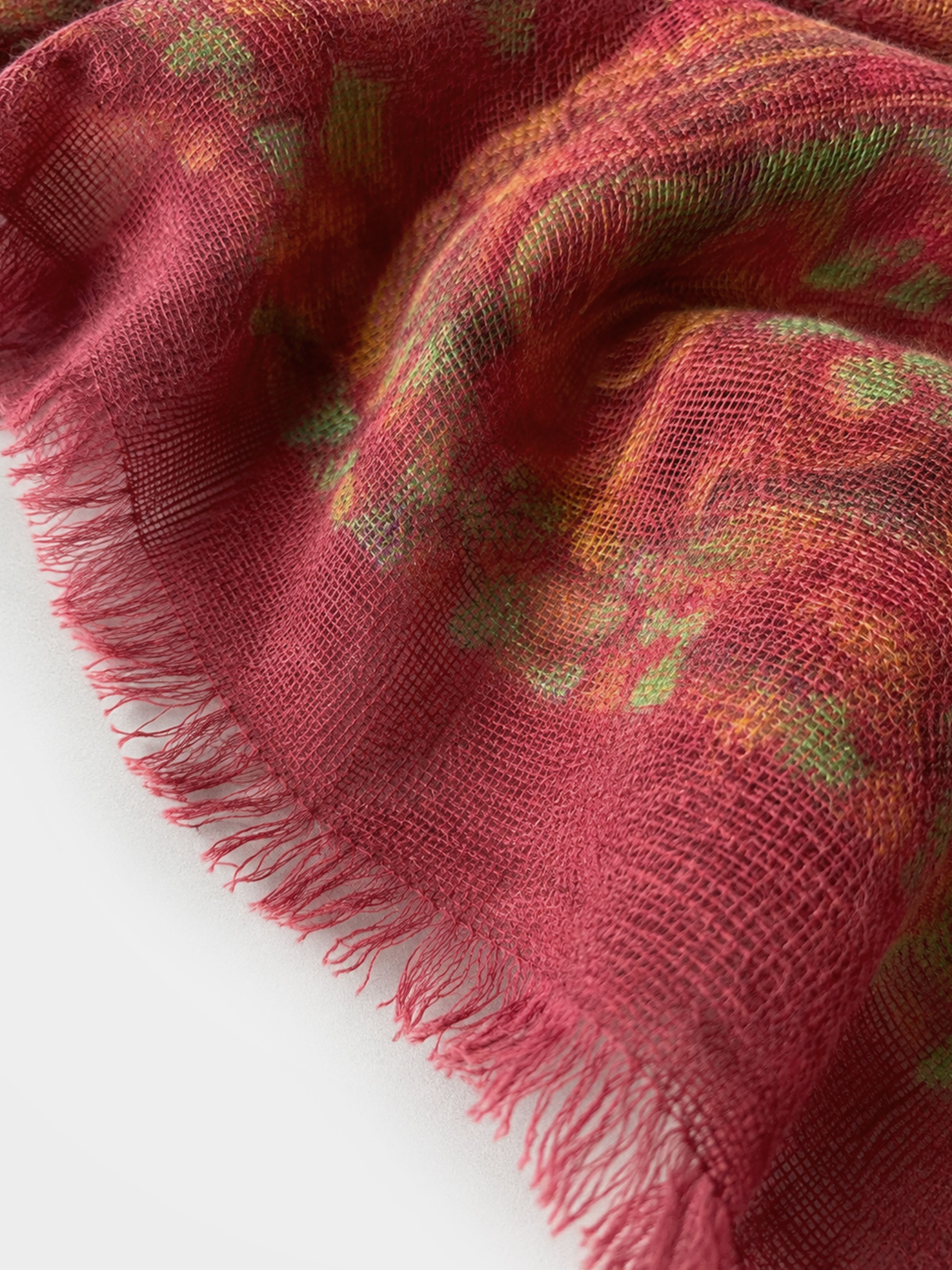 100% Cashmere Paisley Vintage Print Fringe Square Scarf