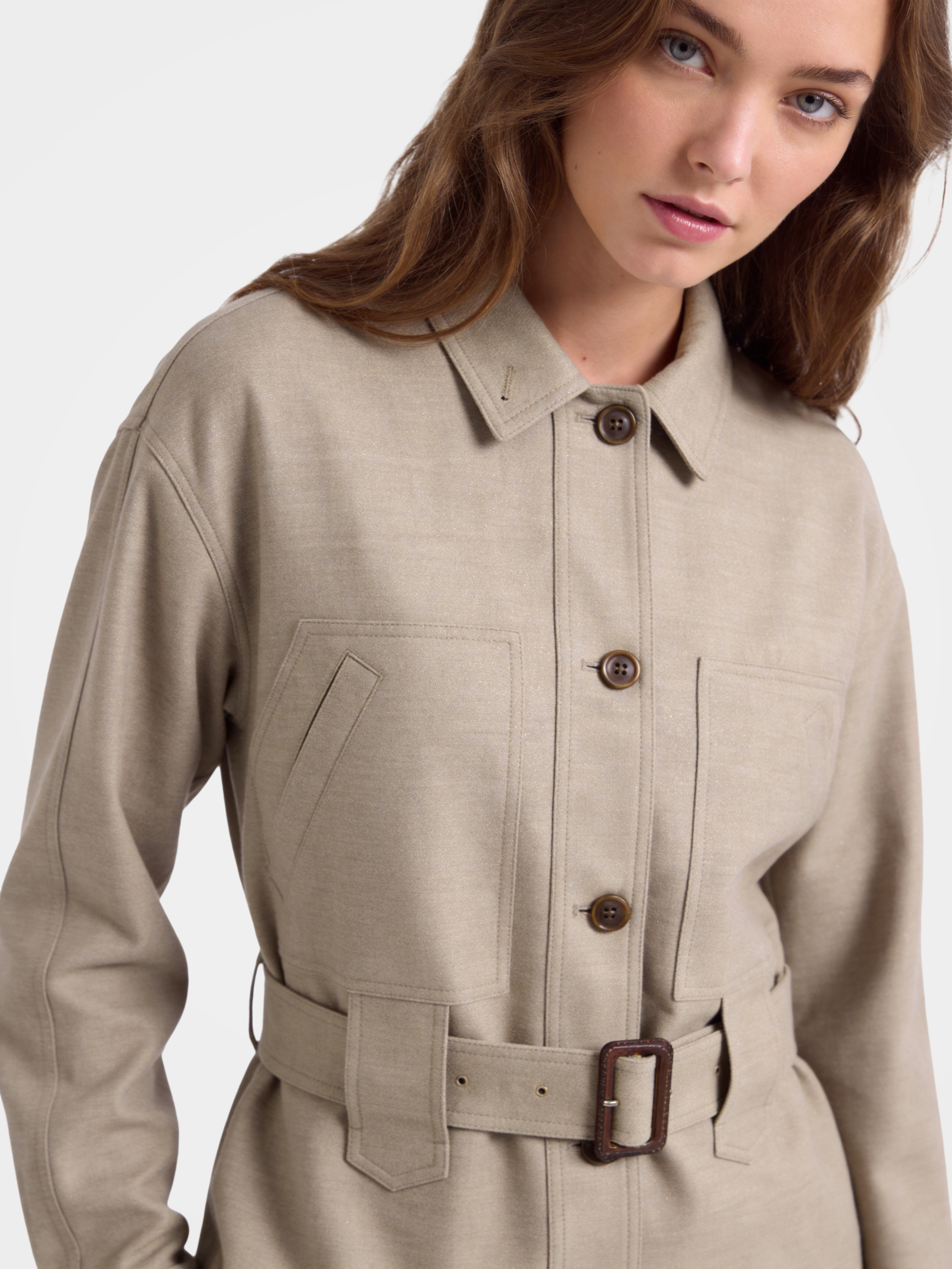 Wool Collared Warm Coat Elegant Jacket