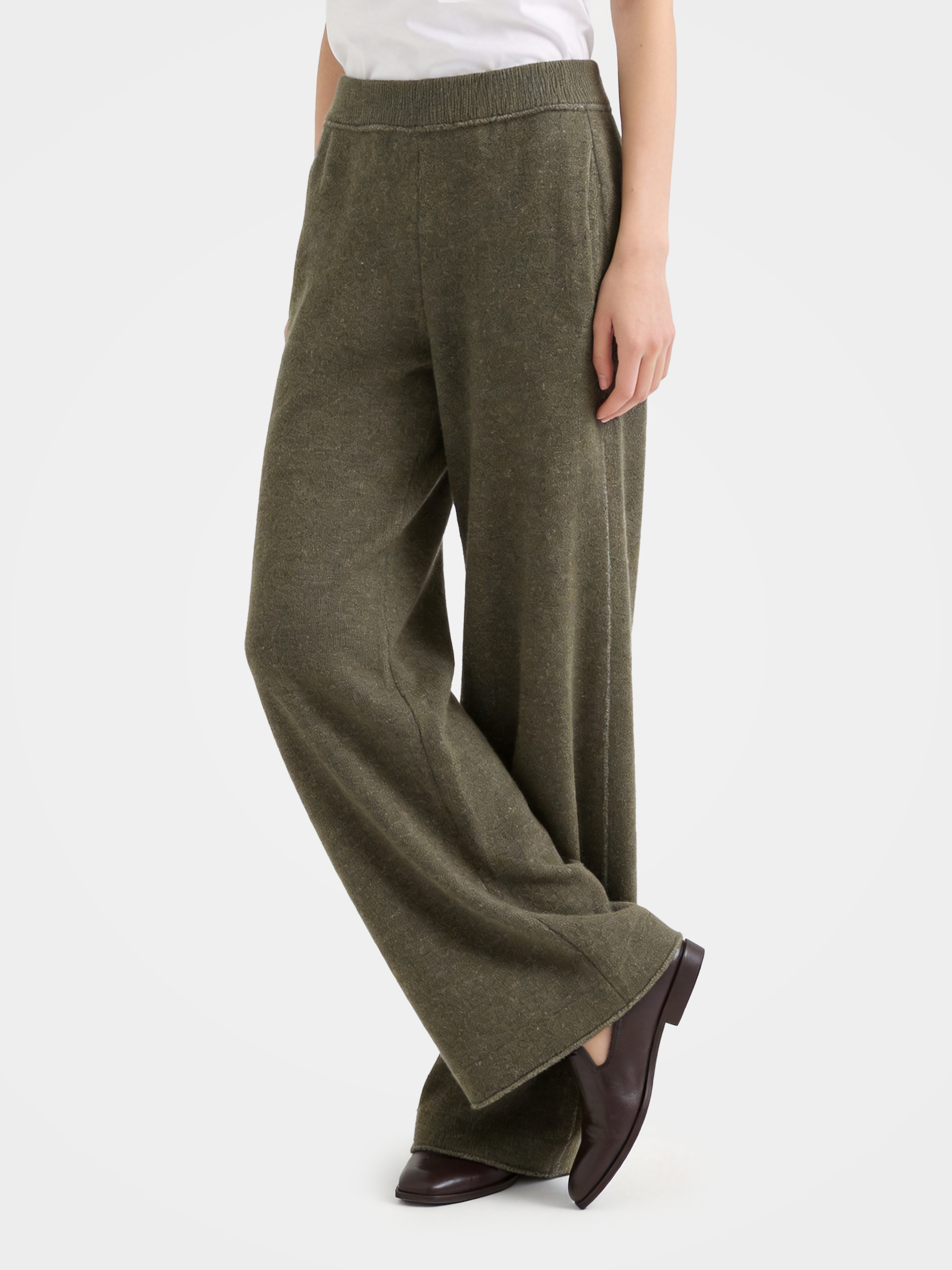 100% Cashmere Straight Leg Pants Knit Pants