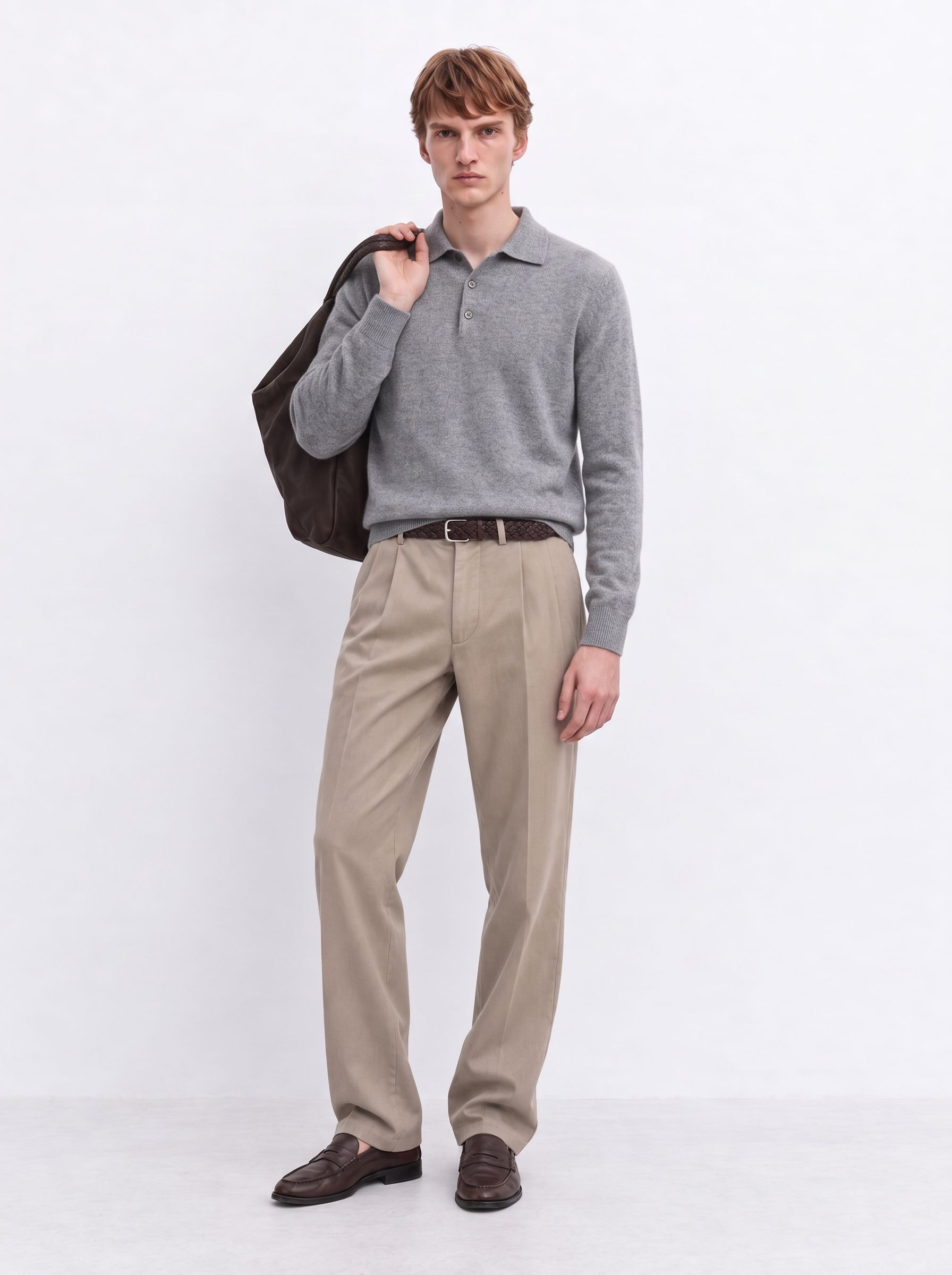 Men's 100% Cashmere Polo Collar Knit Sweater
