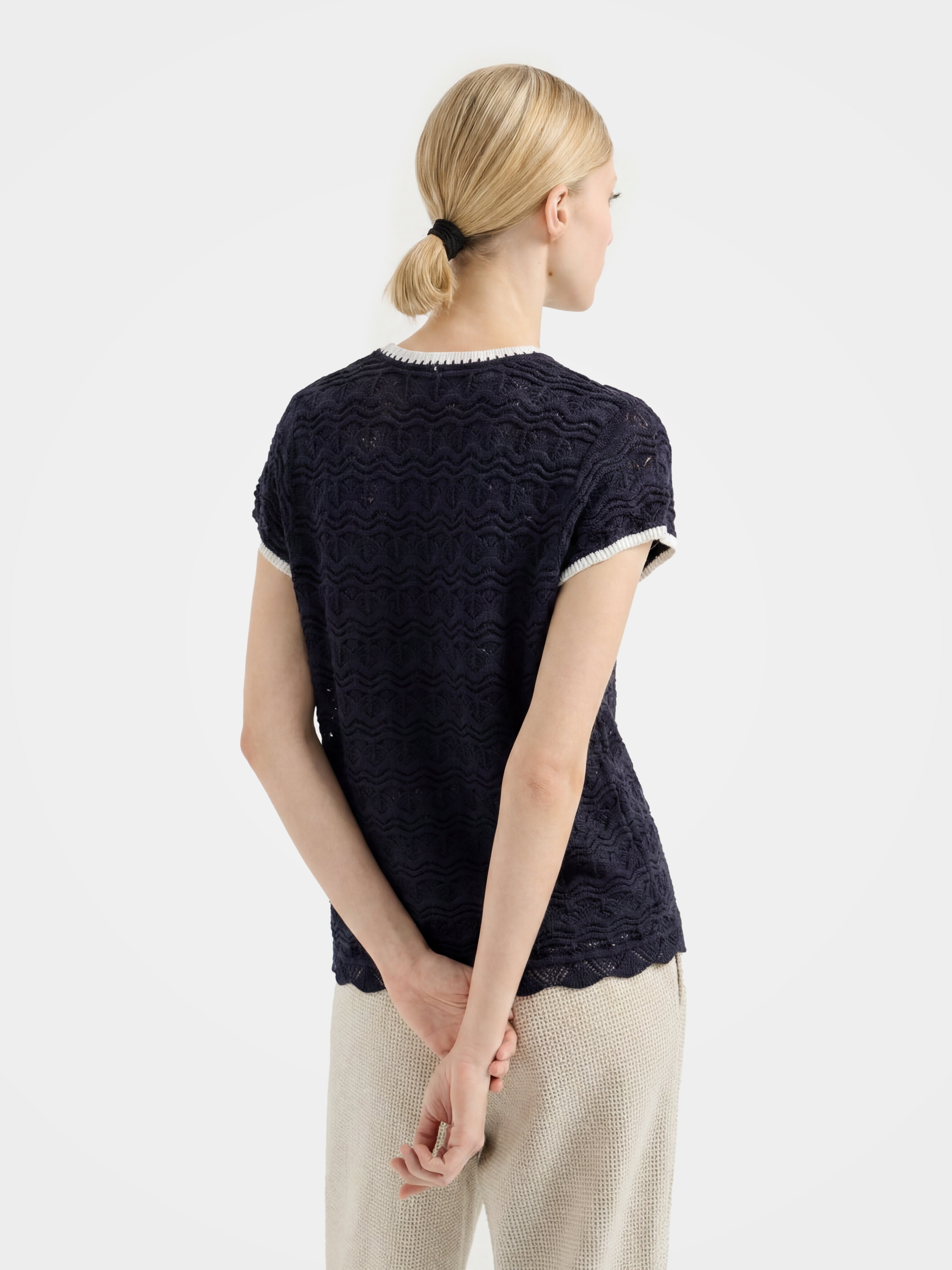 Airy Linen Blend Textured Short Sleeve Summer Top