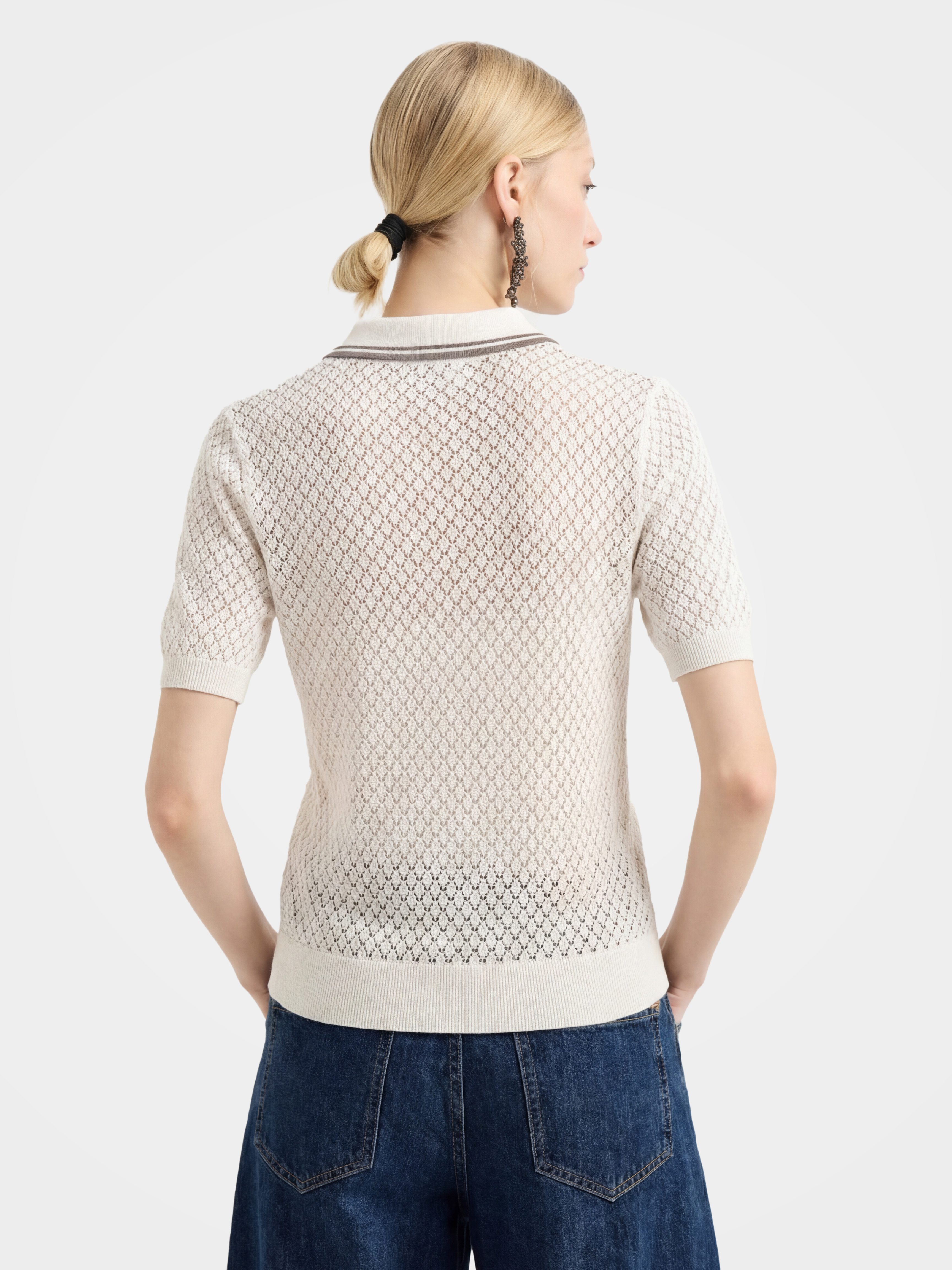 Lightweight Honeycomb Knit Polo Pullover