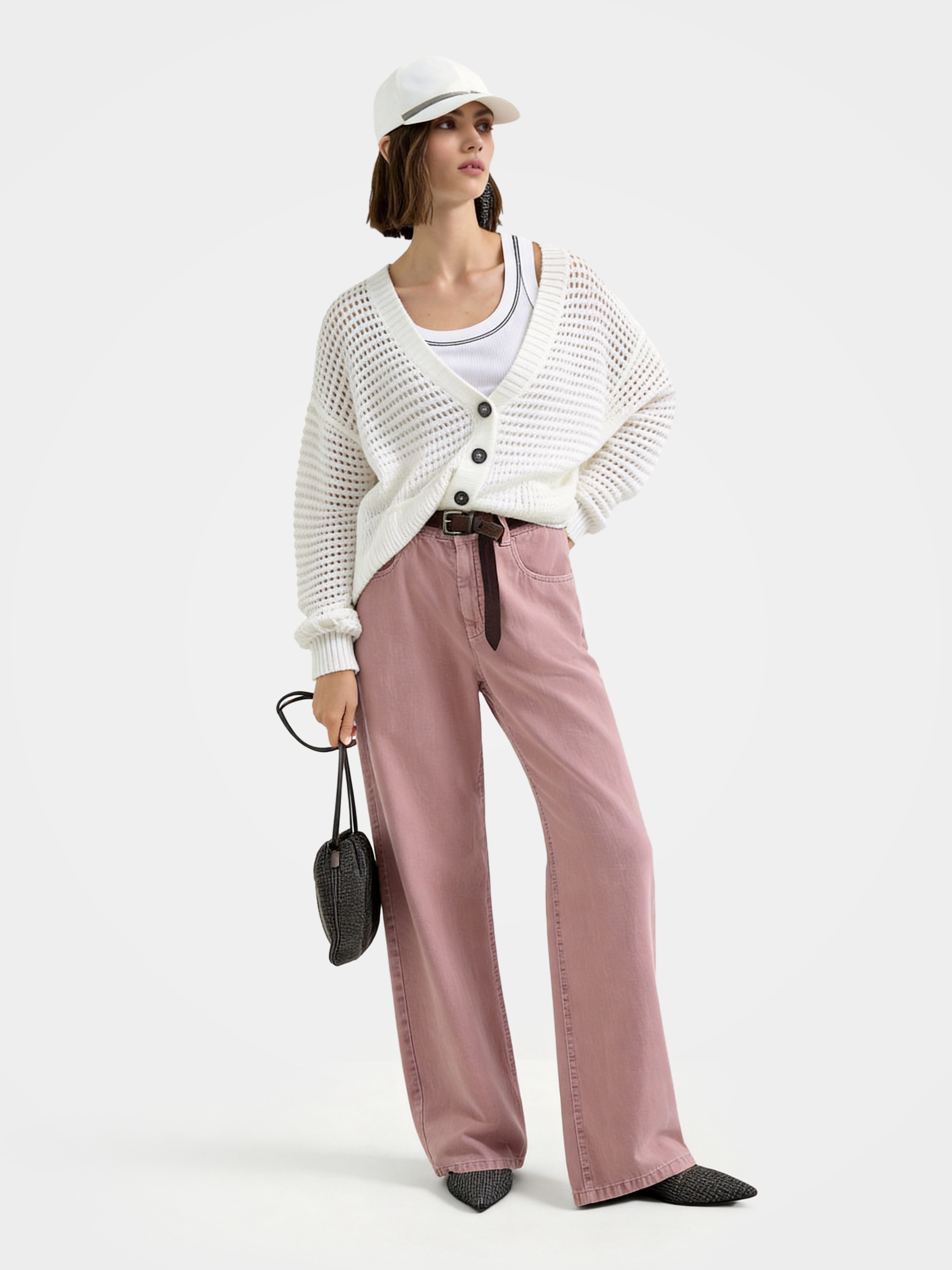 Airy Cotton Silk Blend Button Front Knit Cardigan