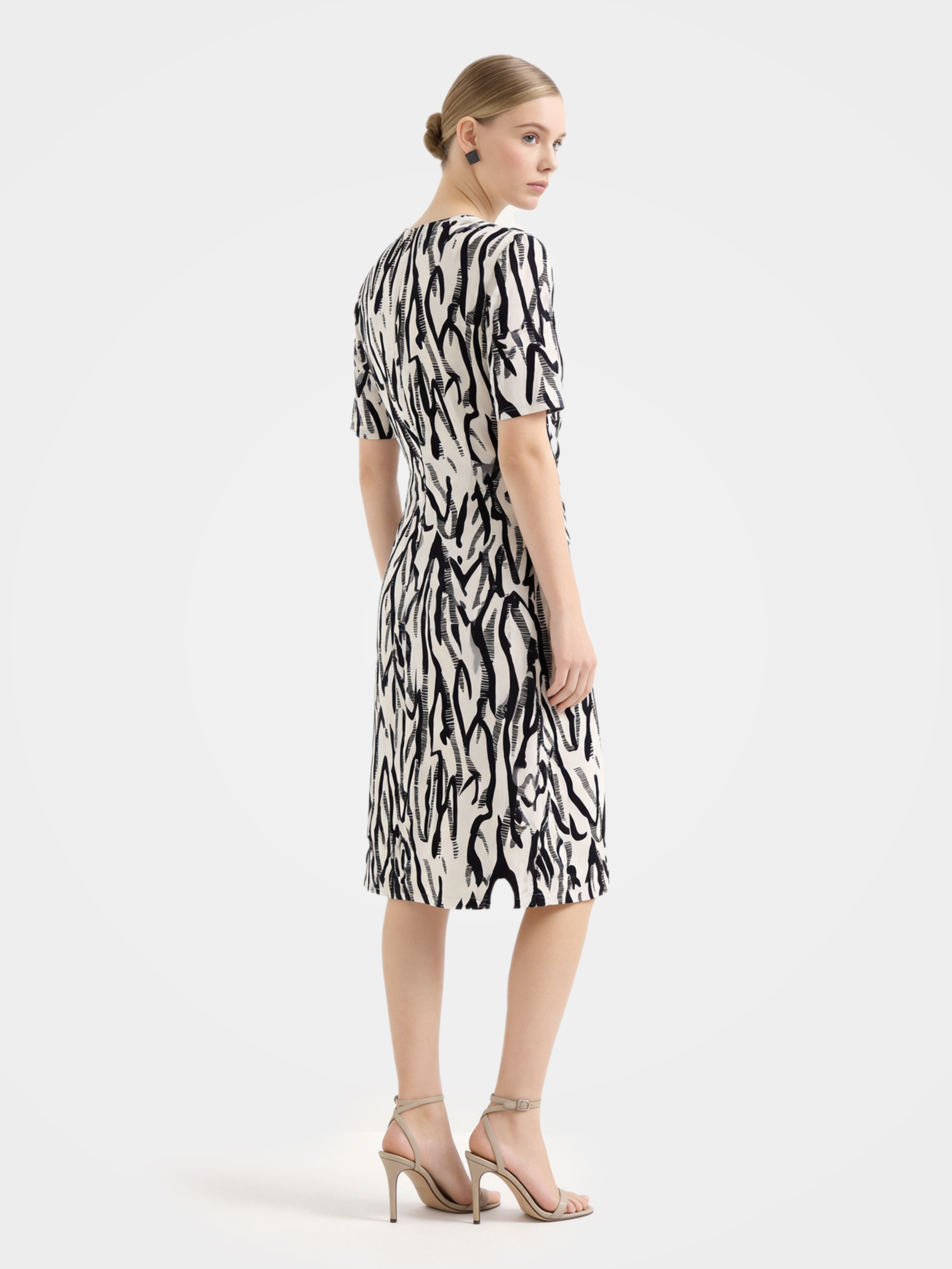 Luxury Mulberry Silk Printed Wrap Midi Dress
