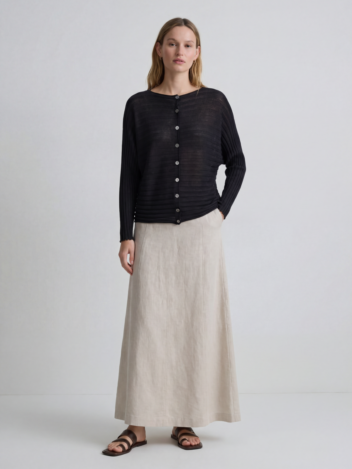 Silk Long Sleeve Reversible sweater Knit Cardigan