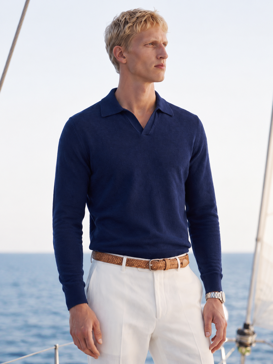 Pre-Order | Men's 100% Cashmere Collared Knit Sweater Classic Ribbed Pullover (10-14 Business Days)