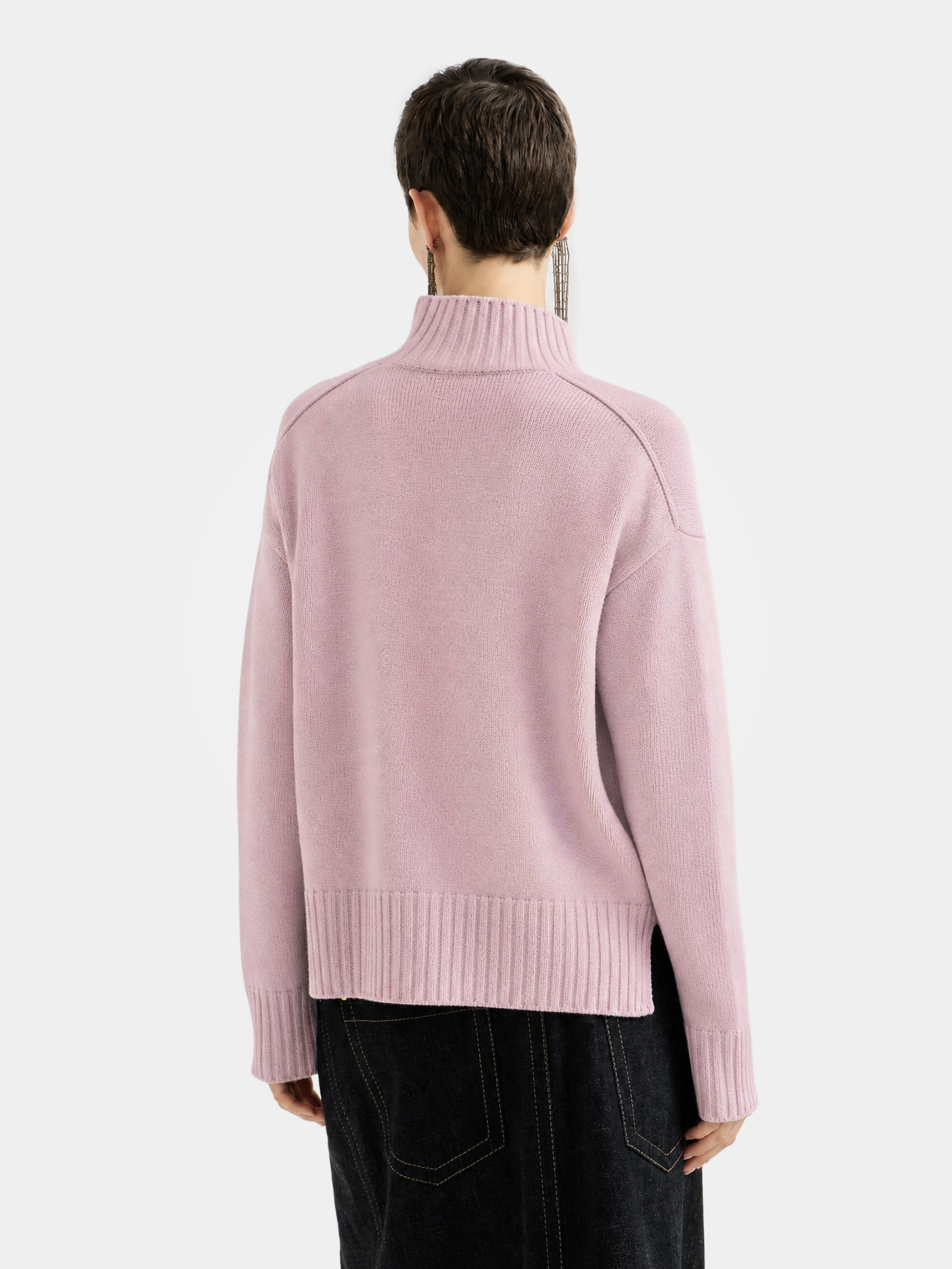 Pre-Order | 100% Cashmere Mock Neck Sweater Soft Relaxed Fit Knit (10-14 Business Days)