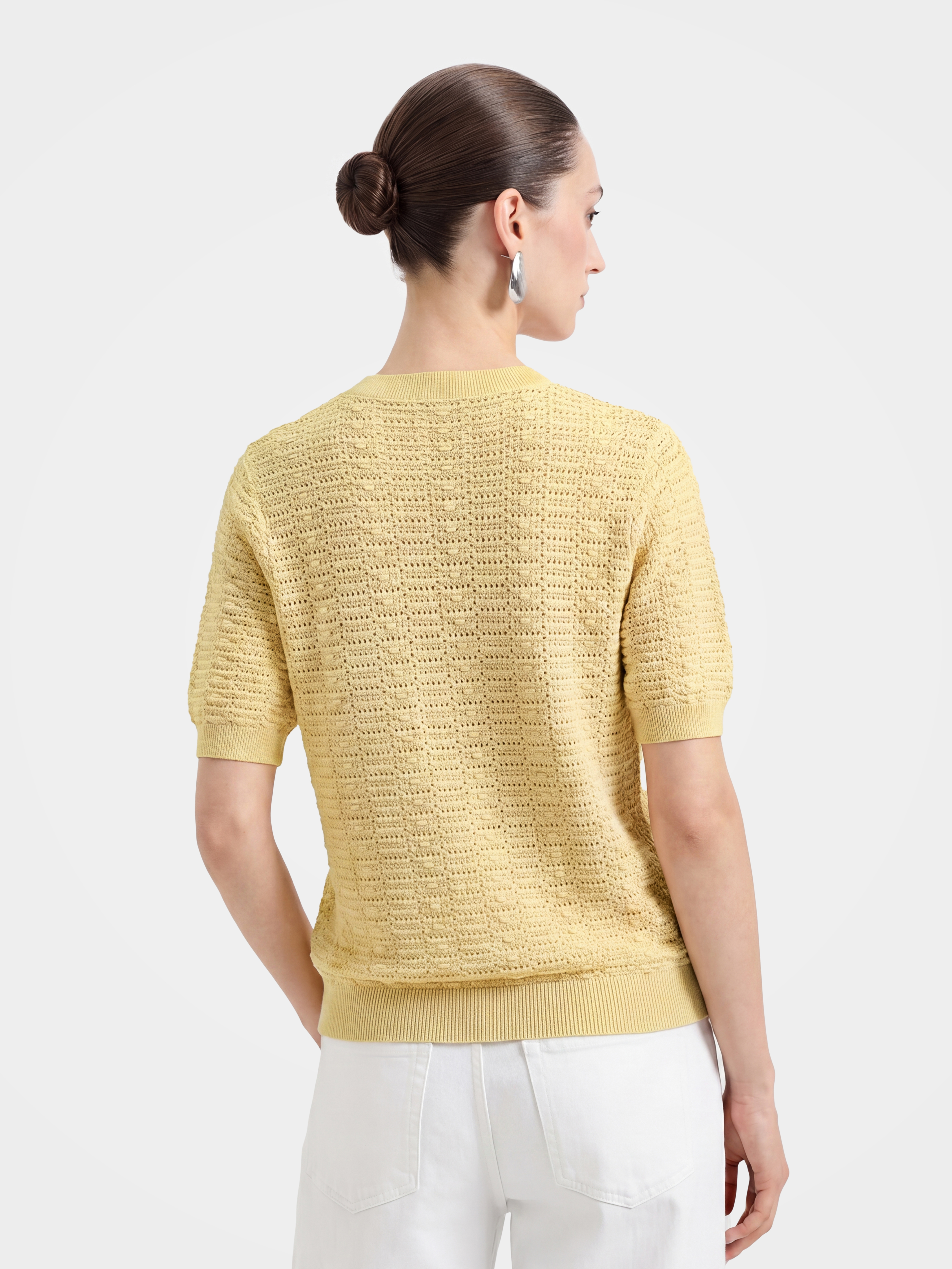 Airy Cotton Silk Blend Textured Summer Pullover