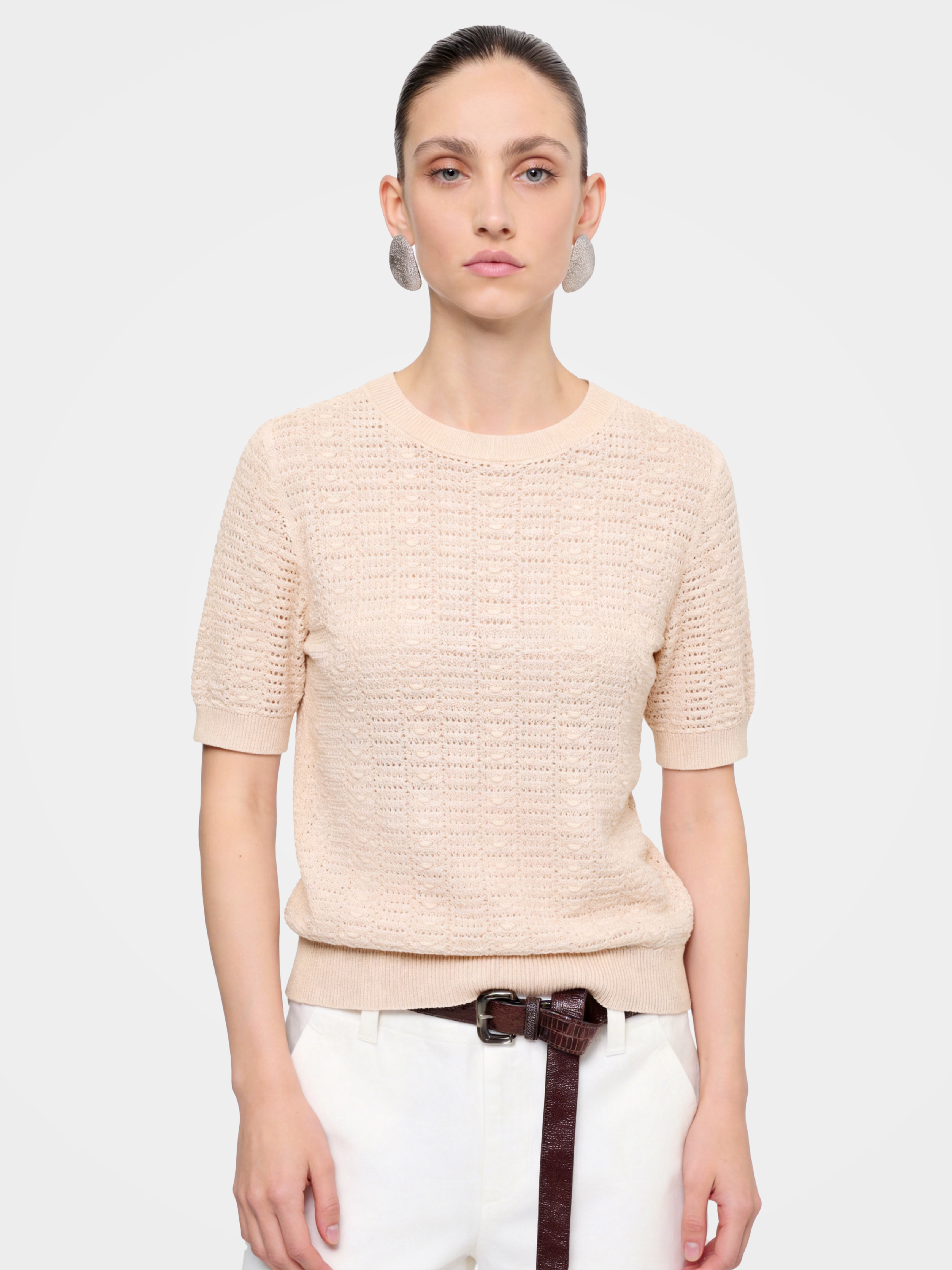 Airy Cotton Silk Blend Textured Summer Pullover