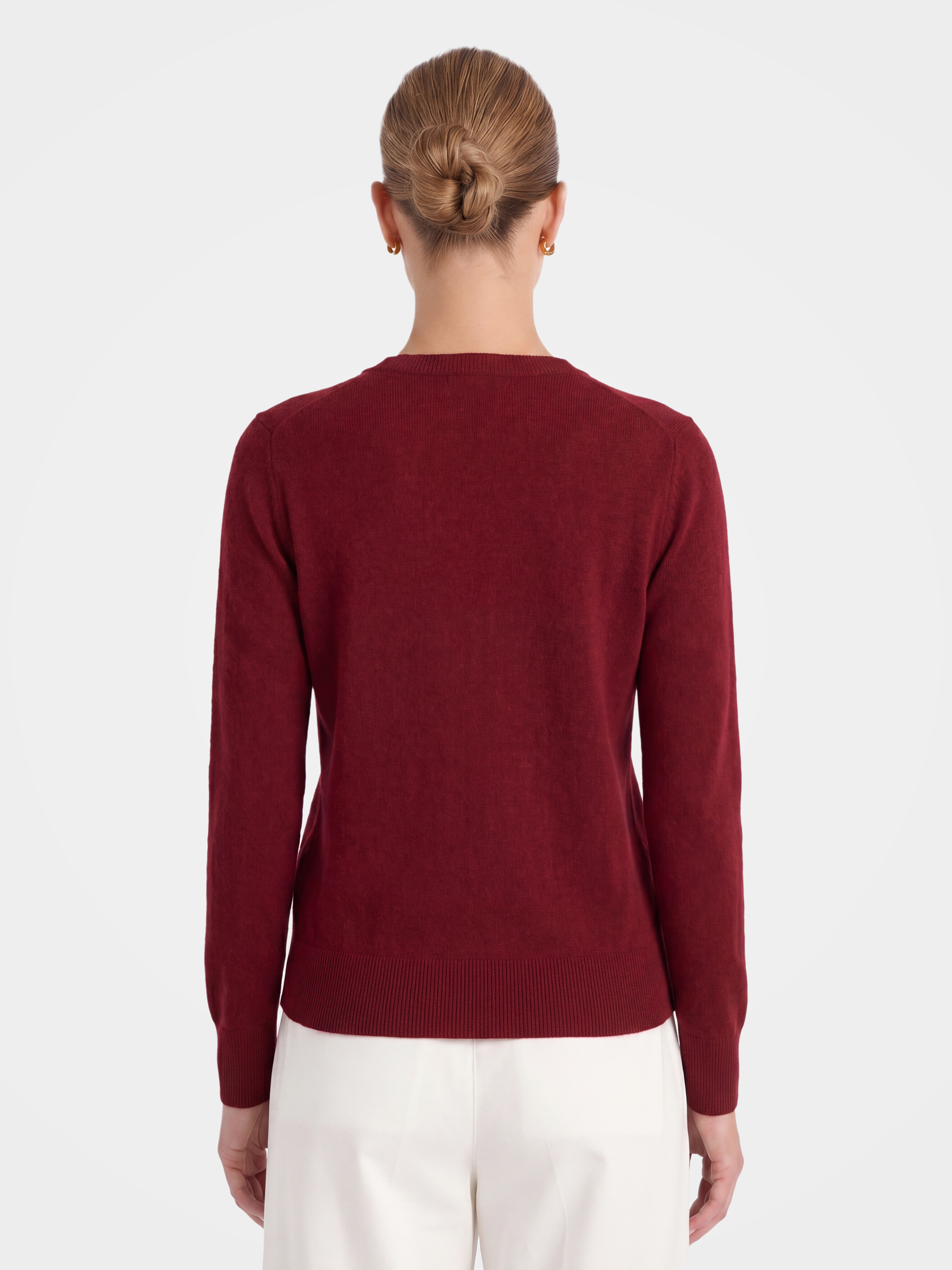 100% Cashmere Crew Neck Long Sleeve Cardigan