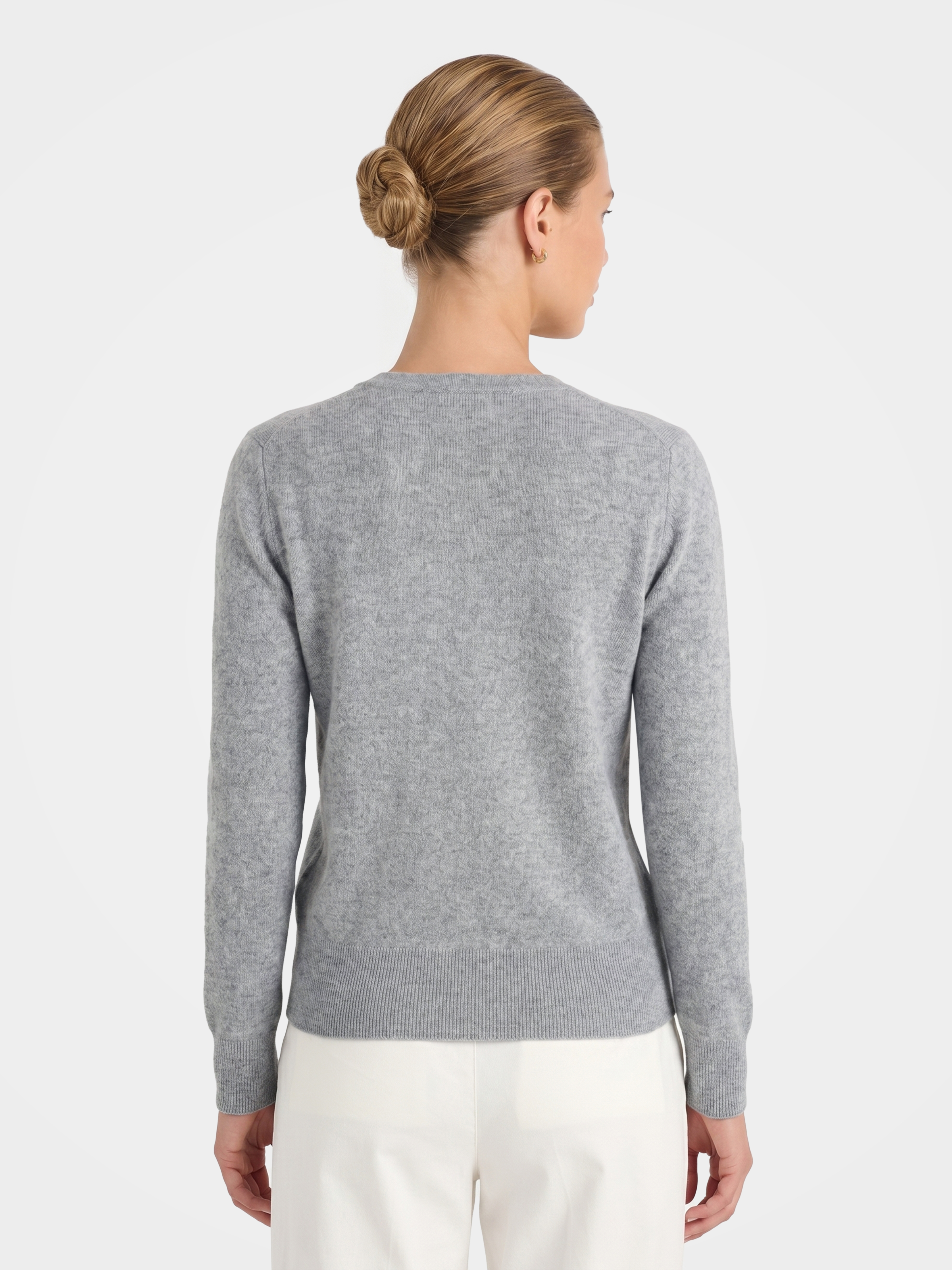 100% Cashmere Crew Neck Long Sleeve Cardigan