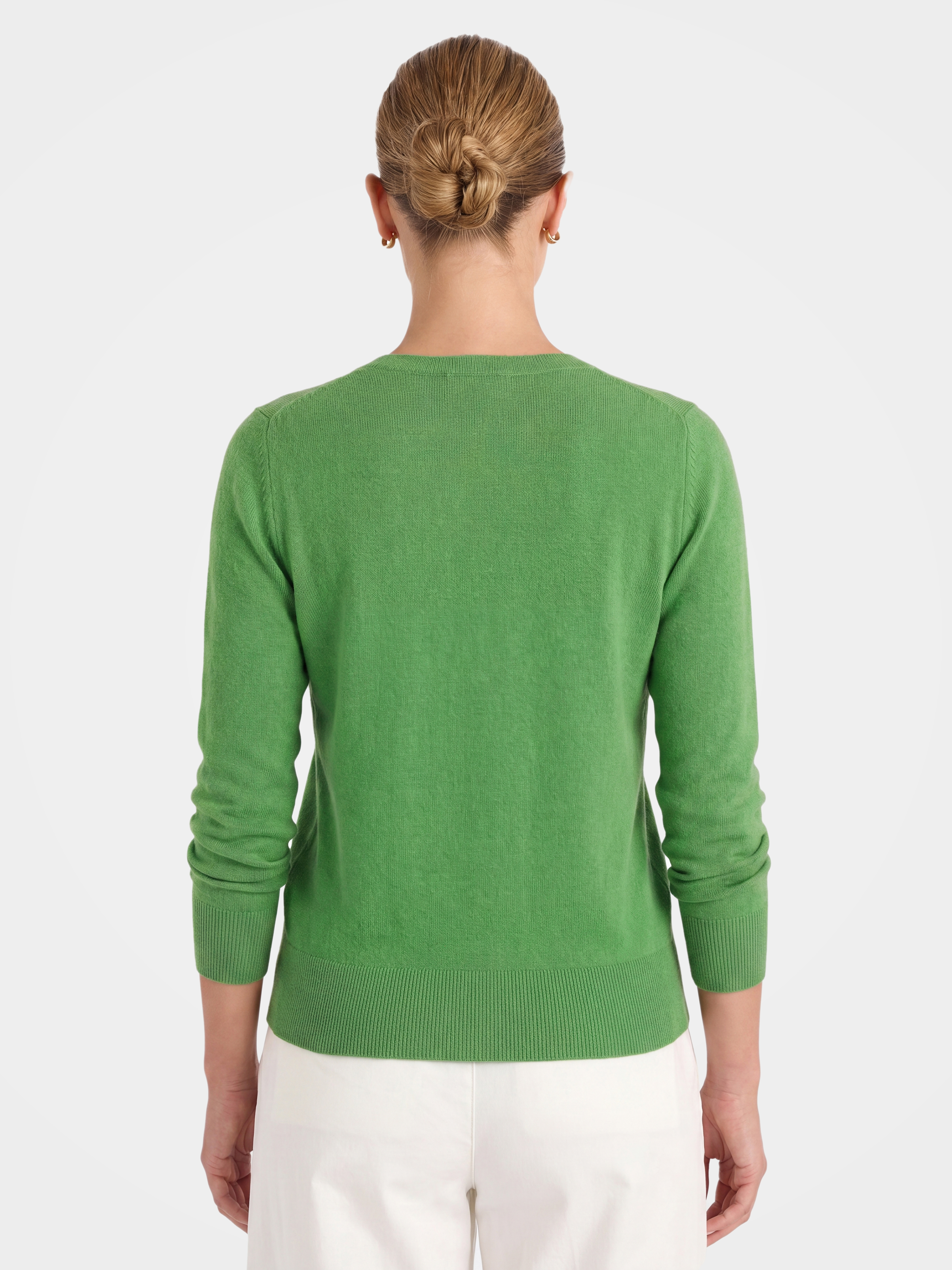 100% Cashmere Crew Neck Long Sleeve Cardigan