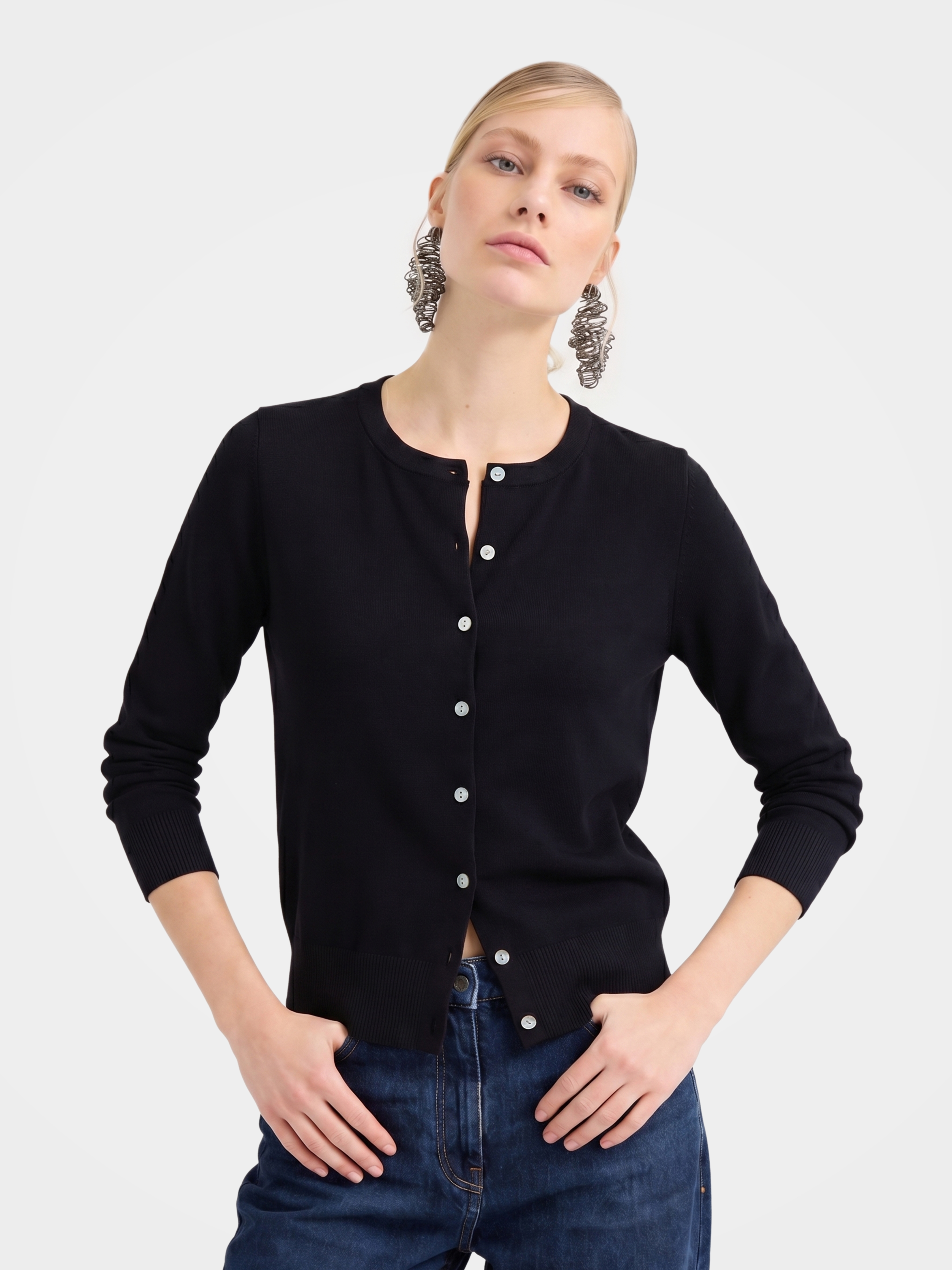 100% Cashmere Crew Neck Long Sleeve Cardigan