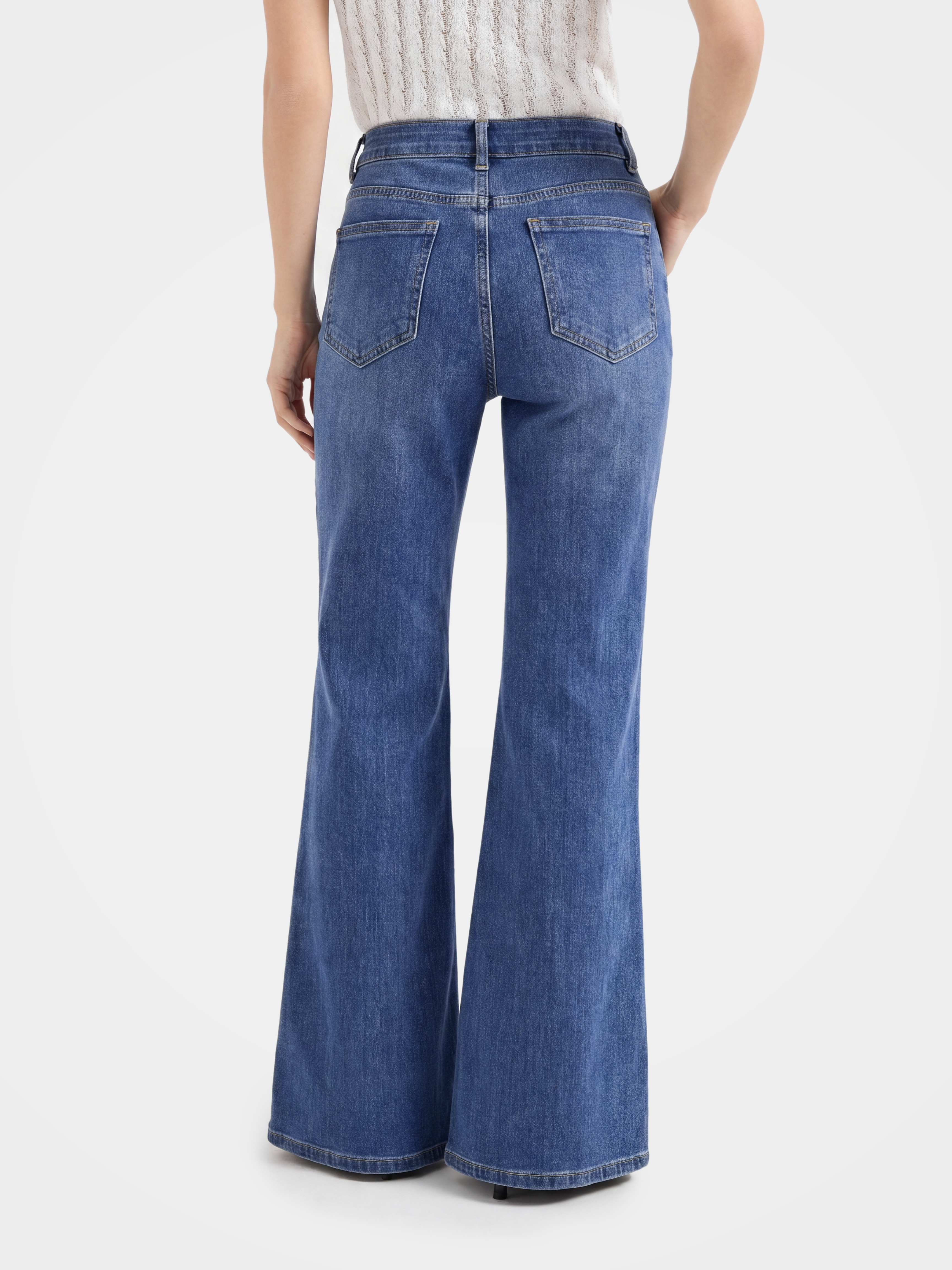 Dark Blue Wide Leg Casual Pants 