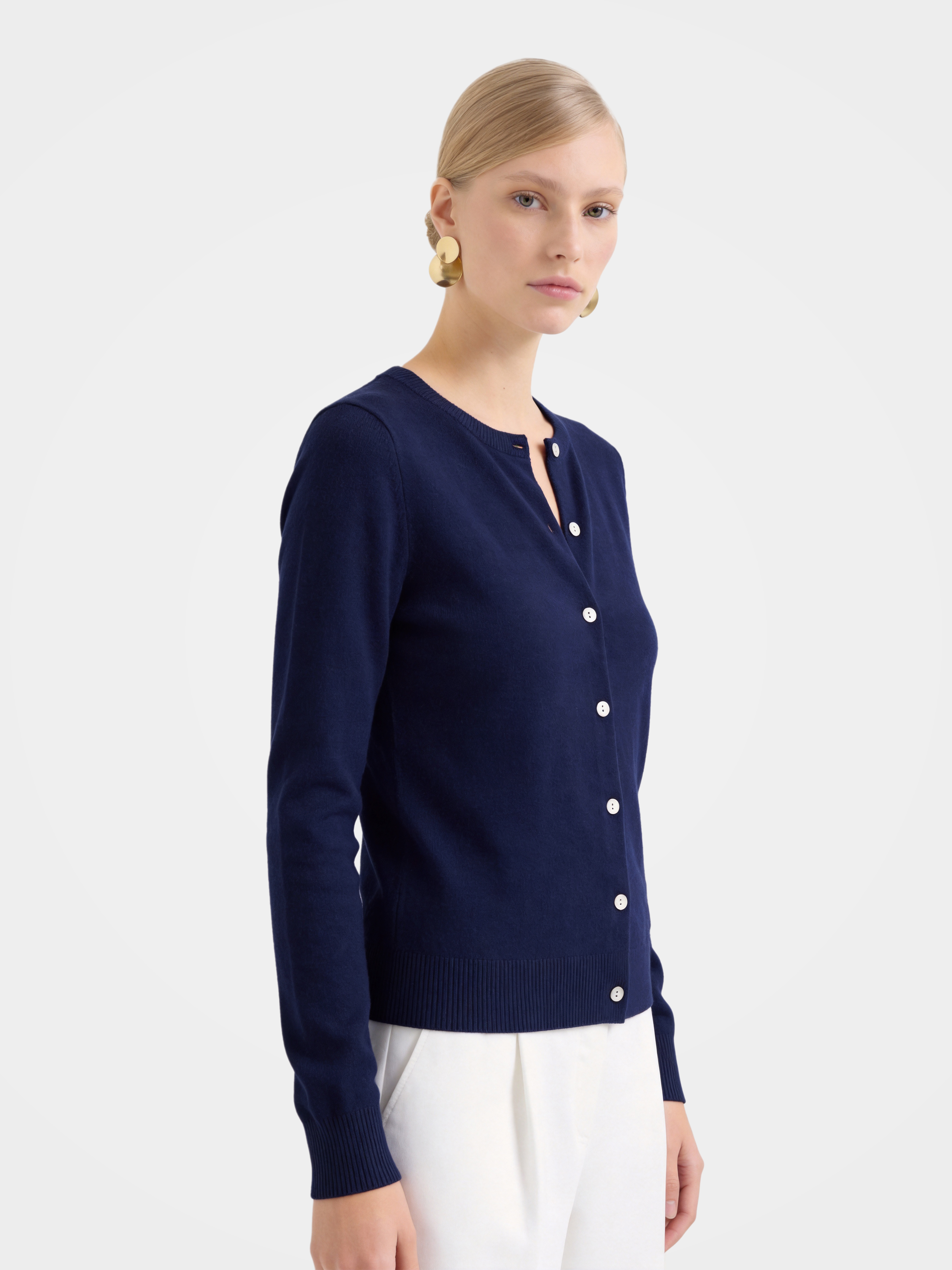 100% Cashmere Crew Neck Cardigan