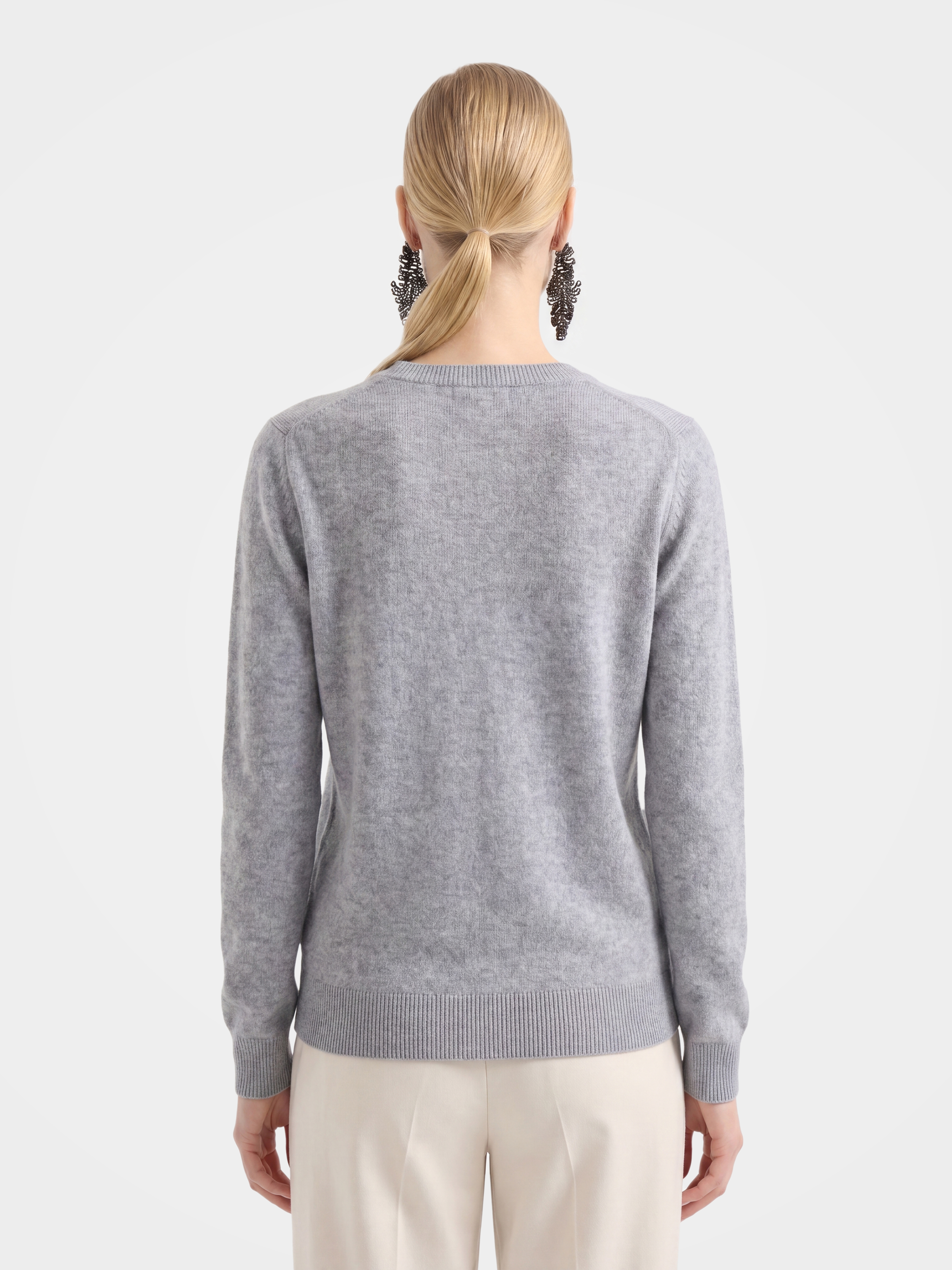 Lightweight Cashmere V-Neck Knit Top