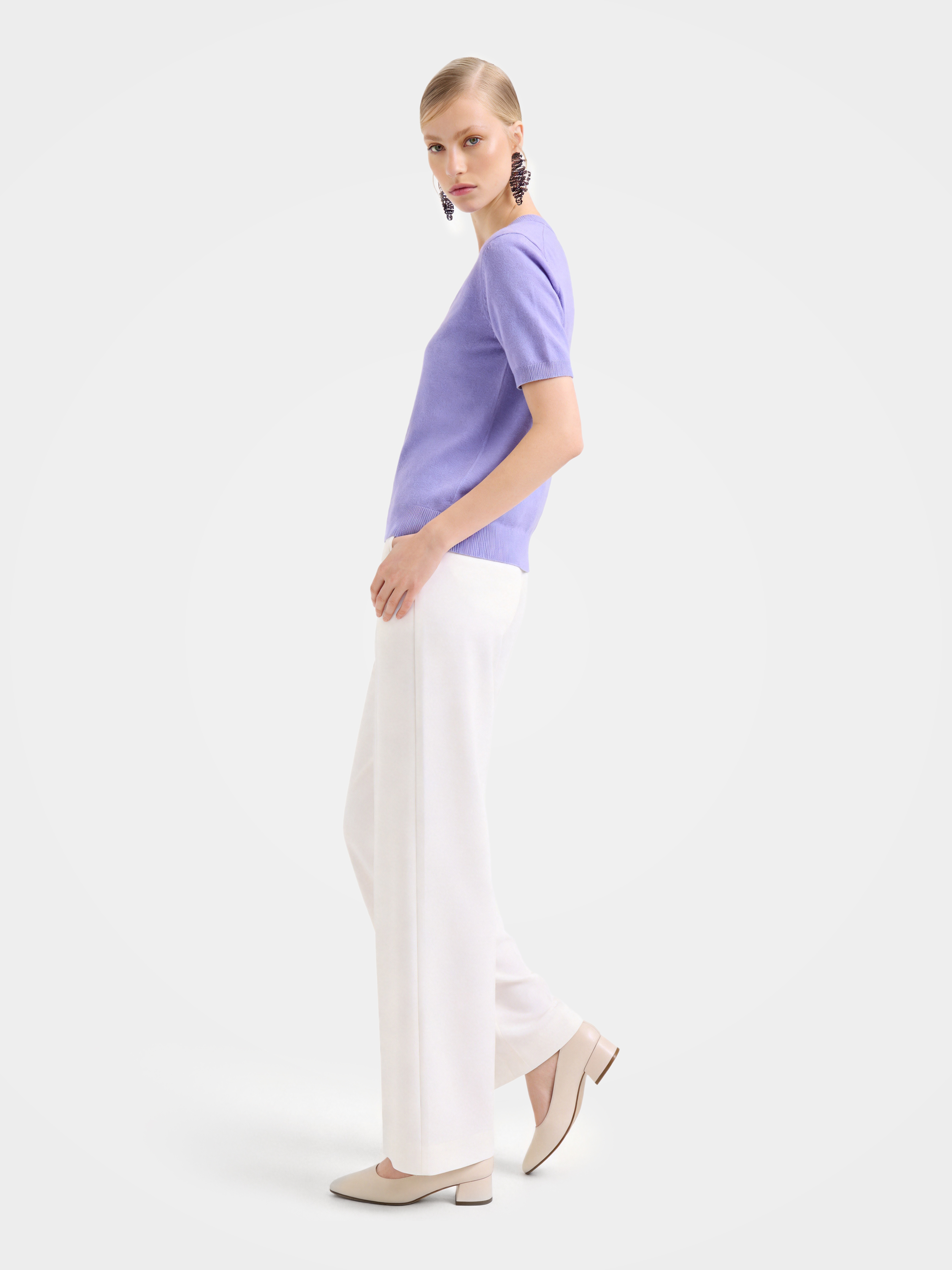 Lightweight Cashmere V Neck Short Sleeve Sweater