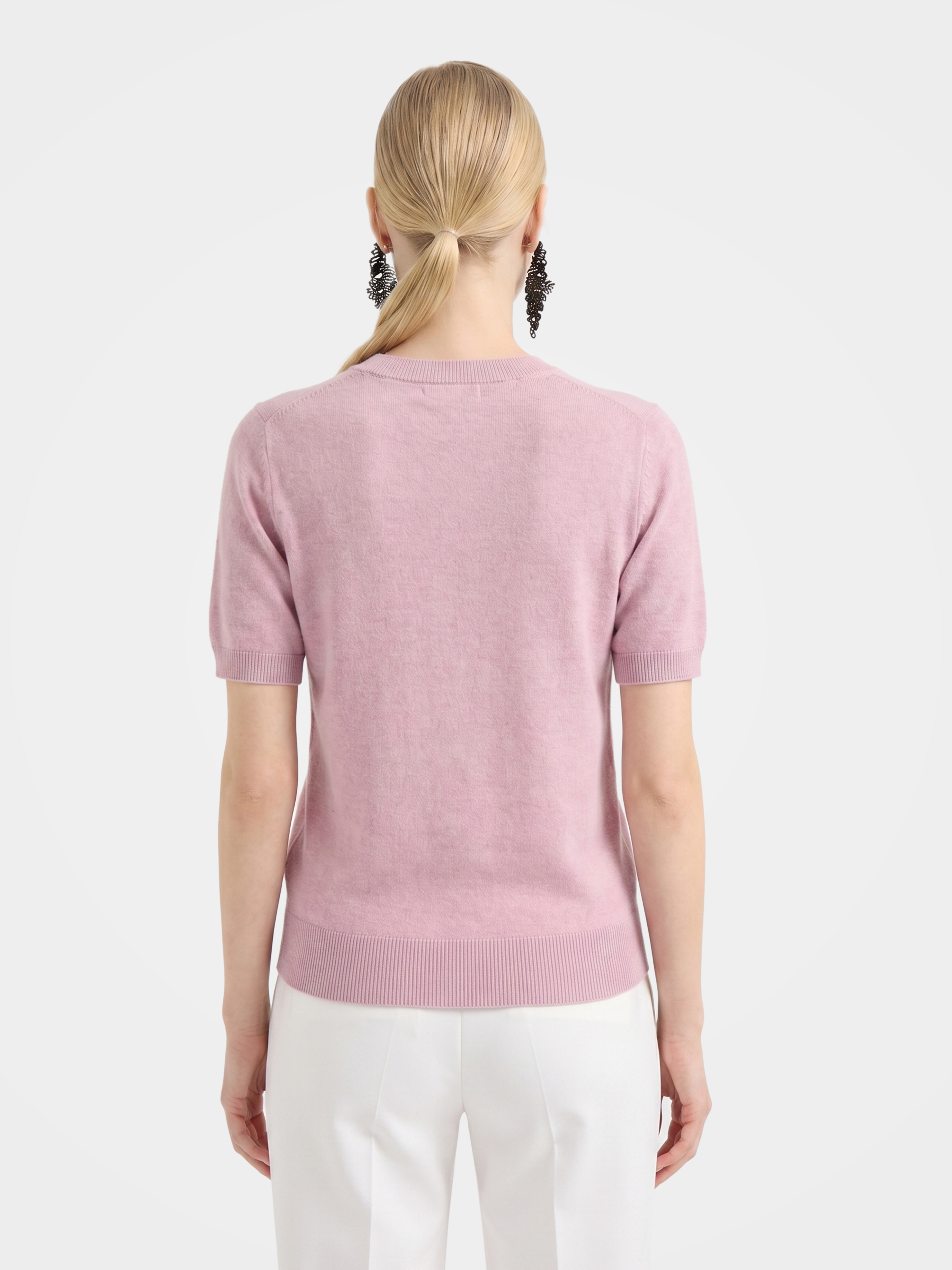 Lightweight Cashmere V Neck Short Sleeve Sweater