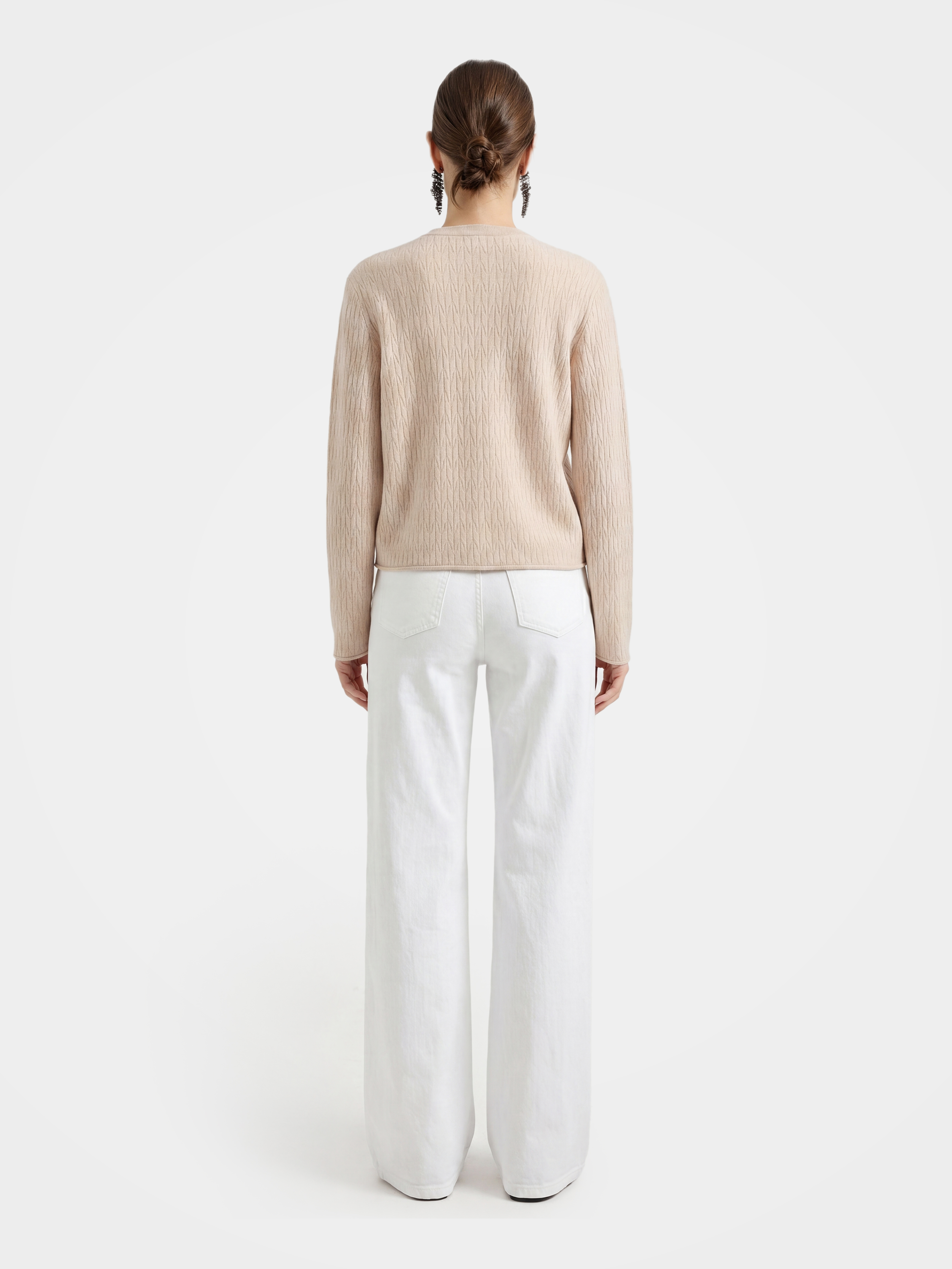 Lightweight Mongolian Cashmere Crew Neck Knit Cardigan