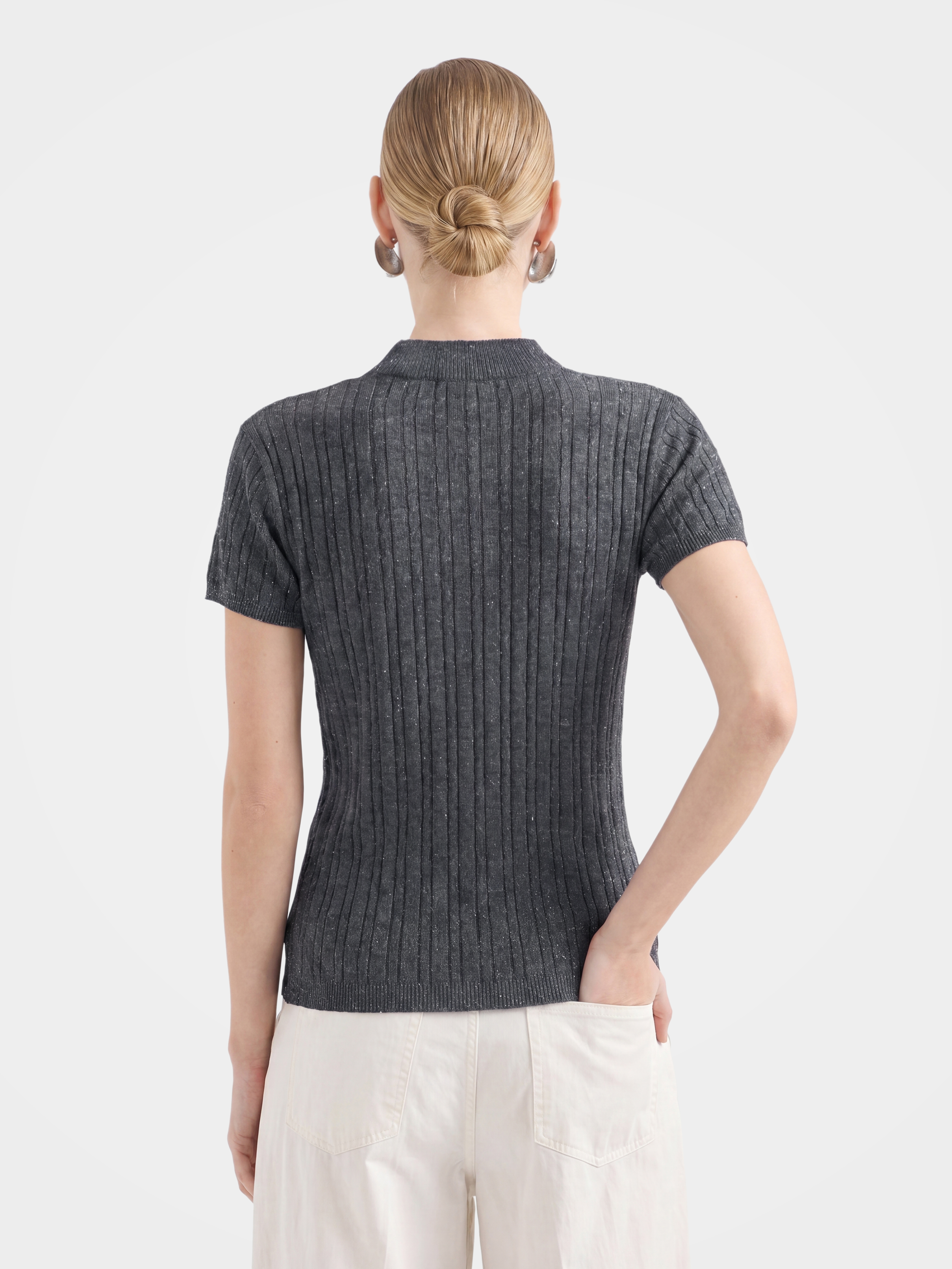 Lightweight Wool Short Sleeve knit Top