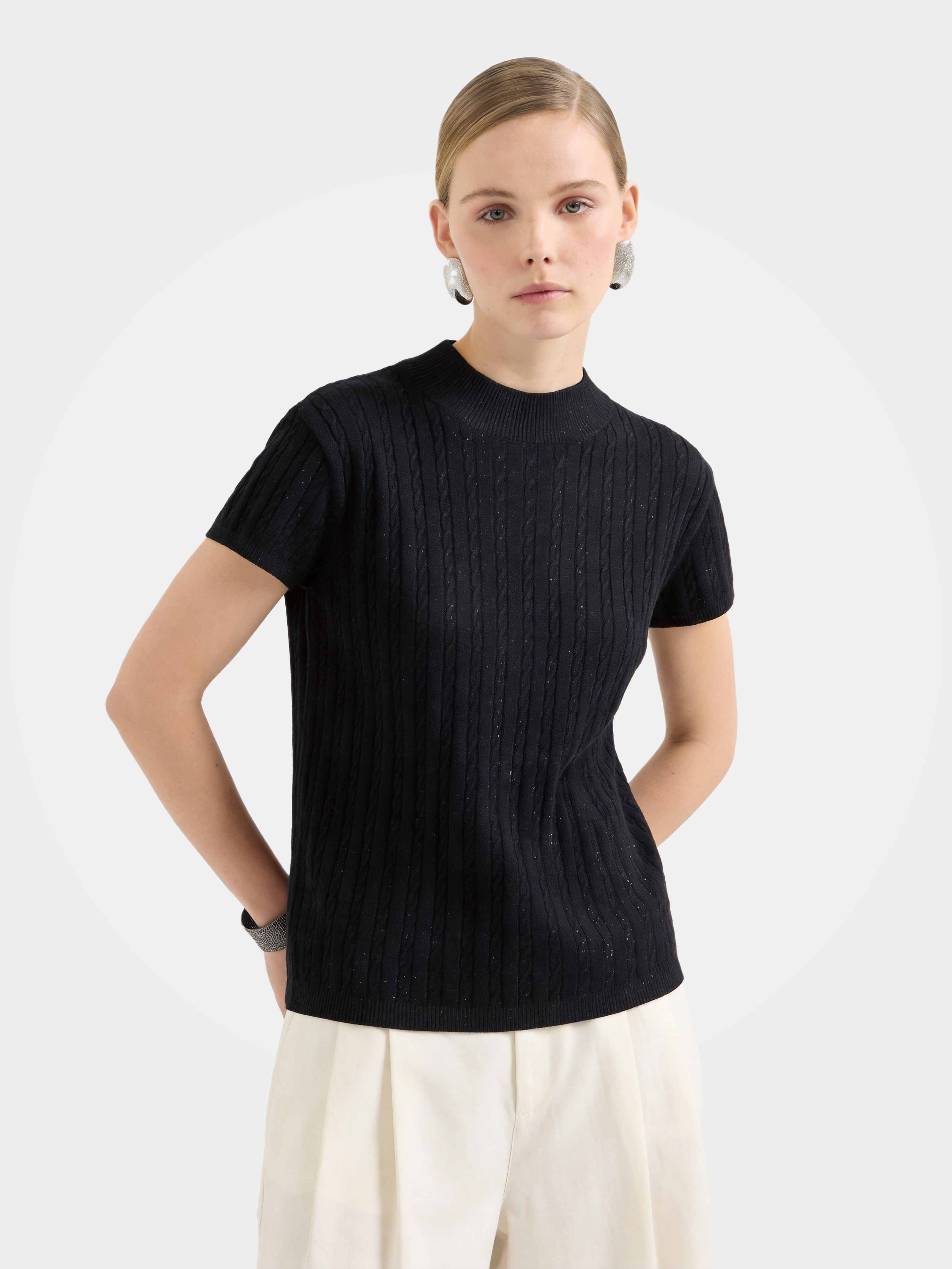 Lightweight Wool Short Sleeve knit Top