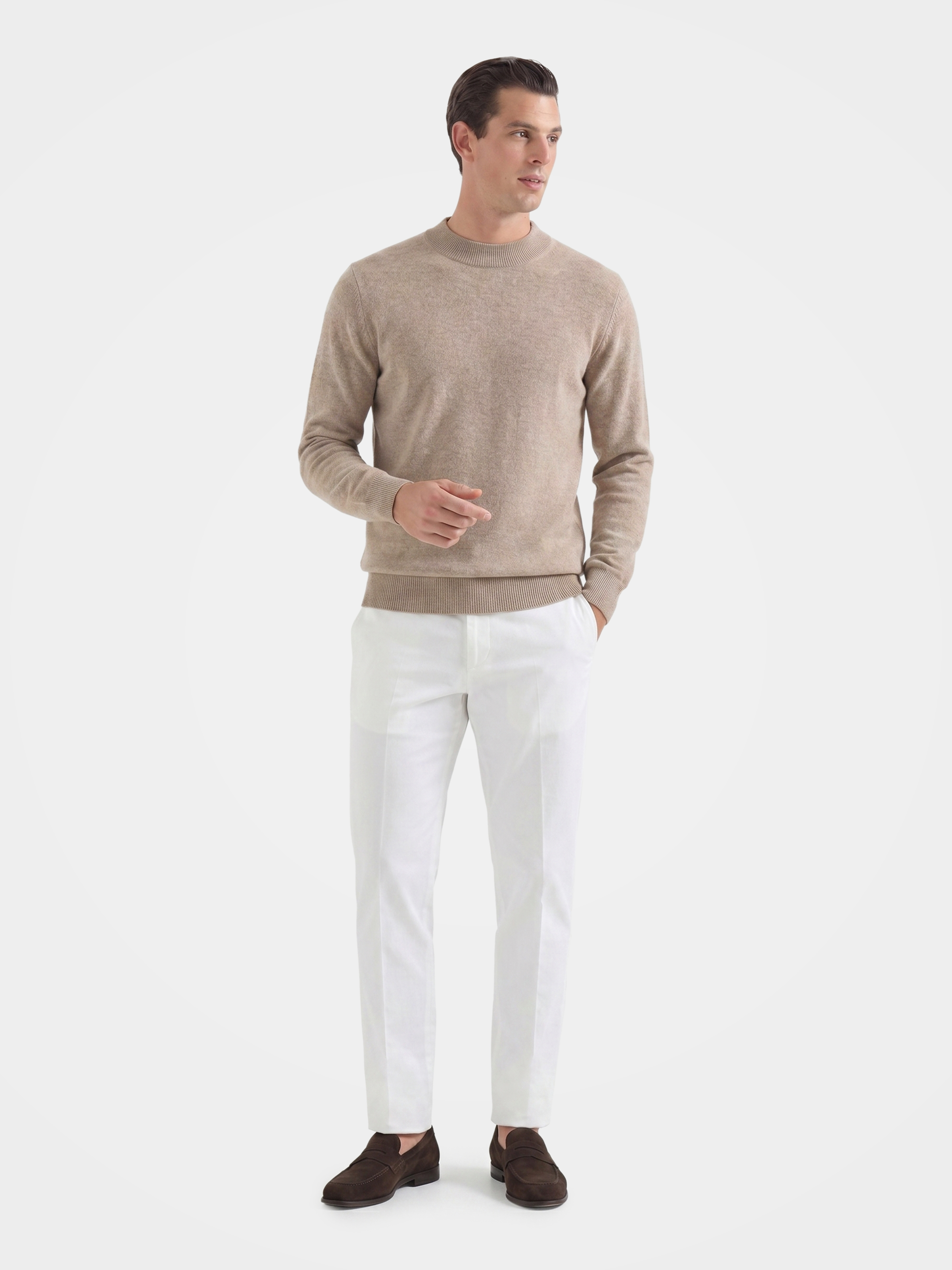 Man 100% Mongolian Cashmere Long Sleeve Knit Top Pullover