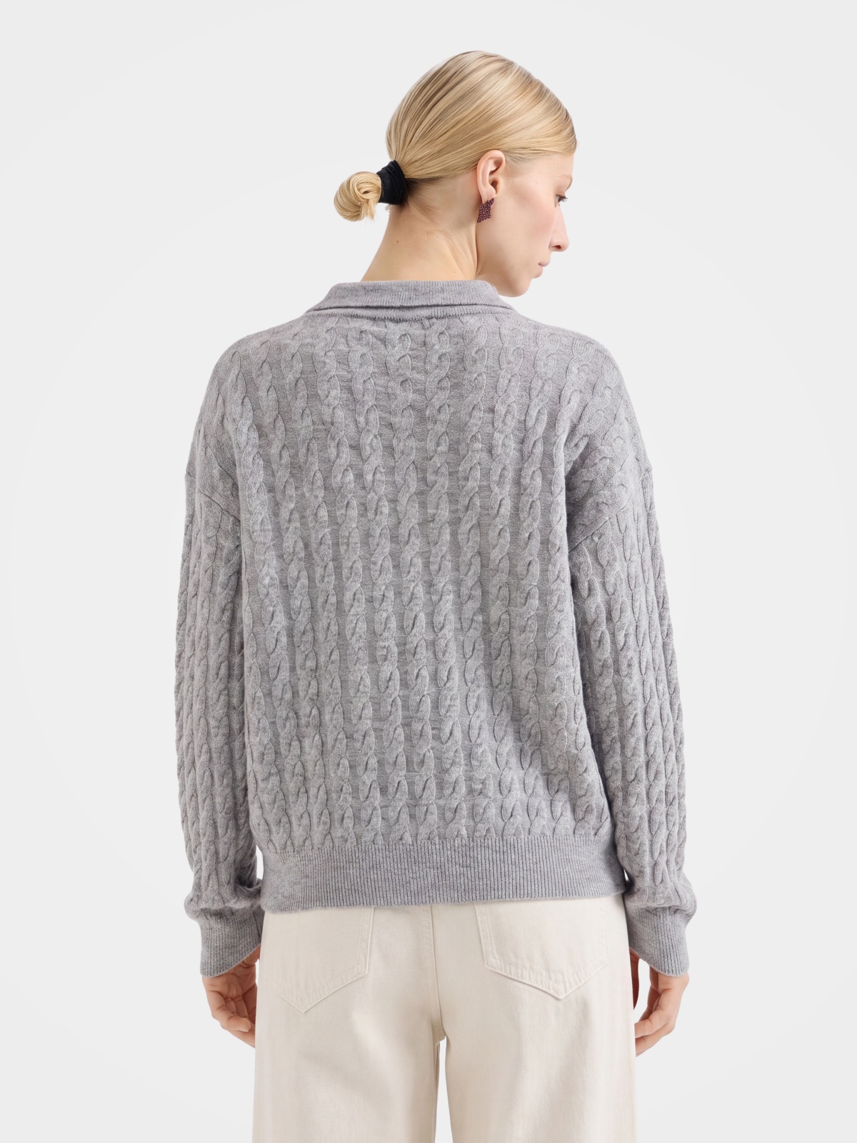 100% Mongolian Cashmere Collared Cable Knit Top