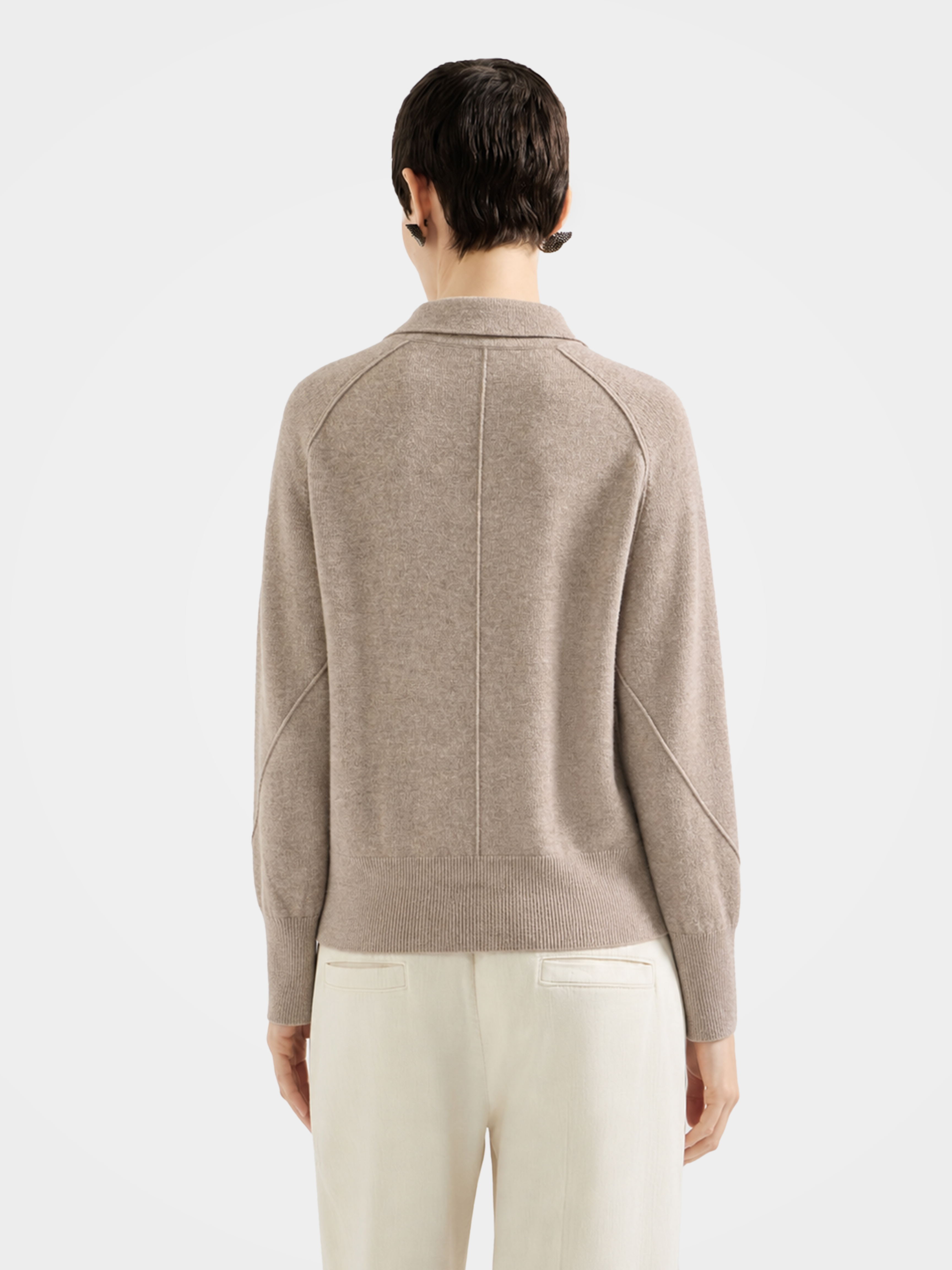 Lightweight 100% Mongolian Cashmere Collared Knit Top