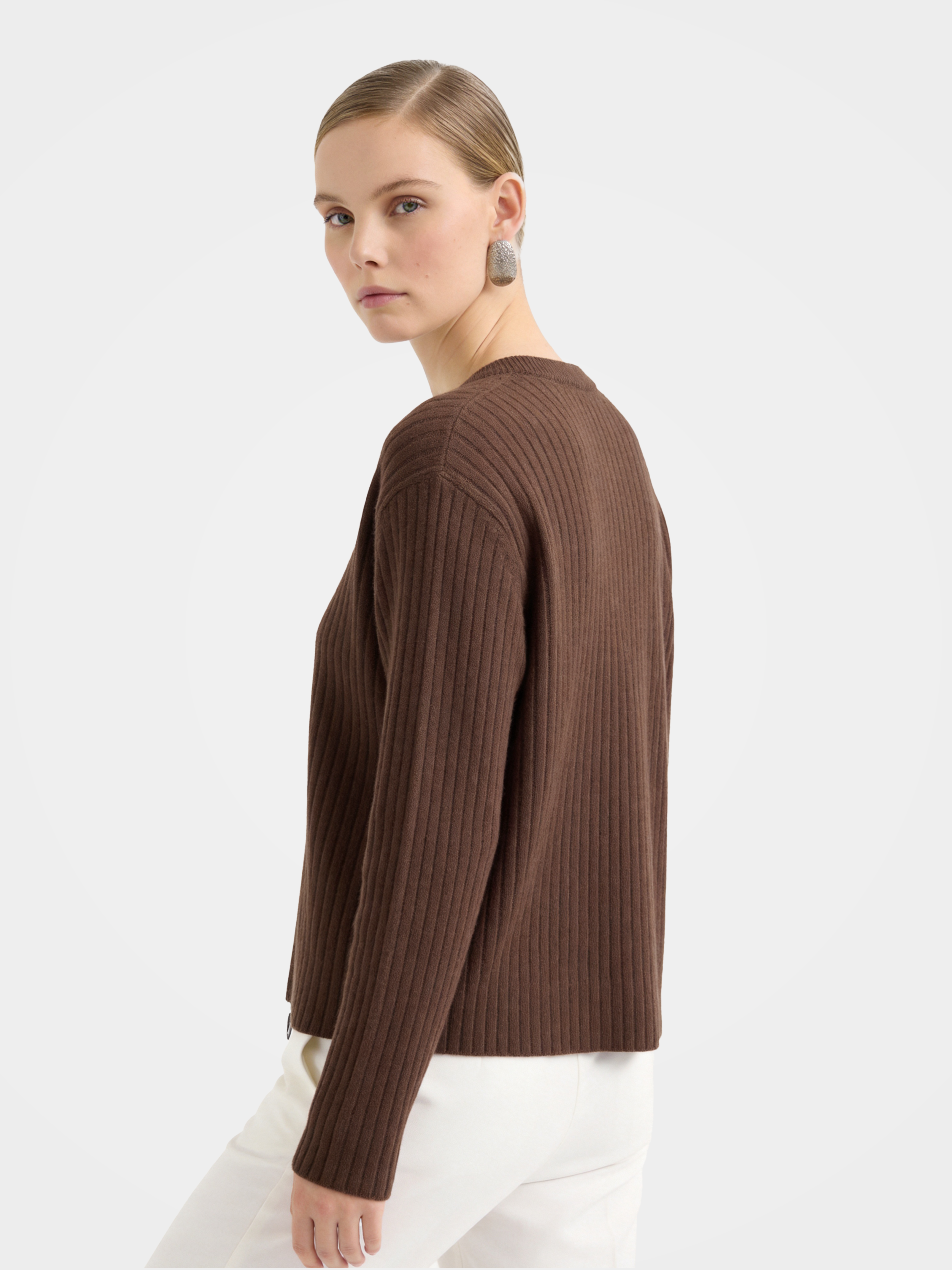 Textured 100% Mongolian Cashmere Knit Zip Cardigan