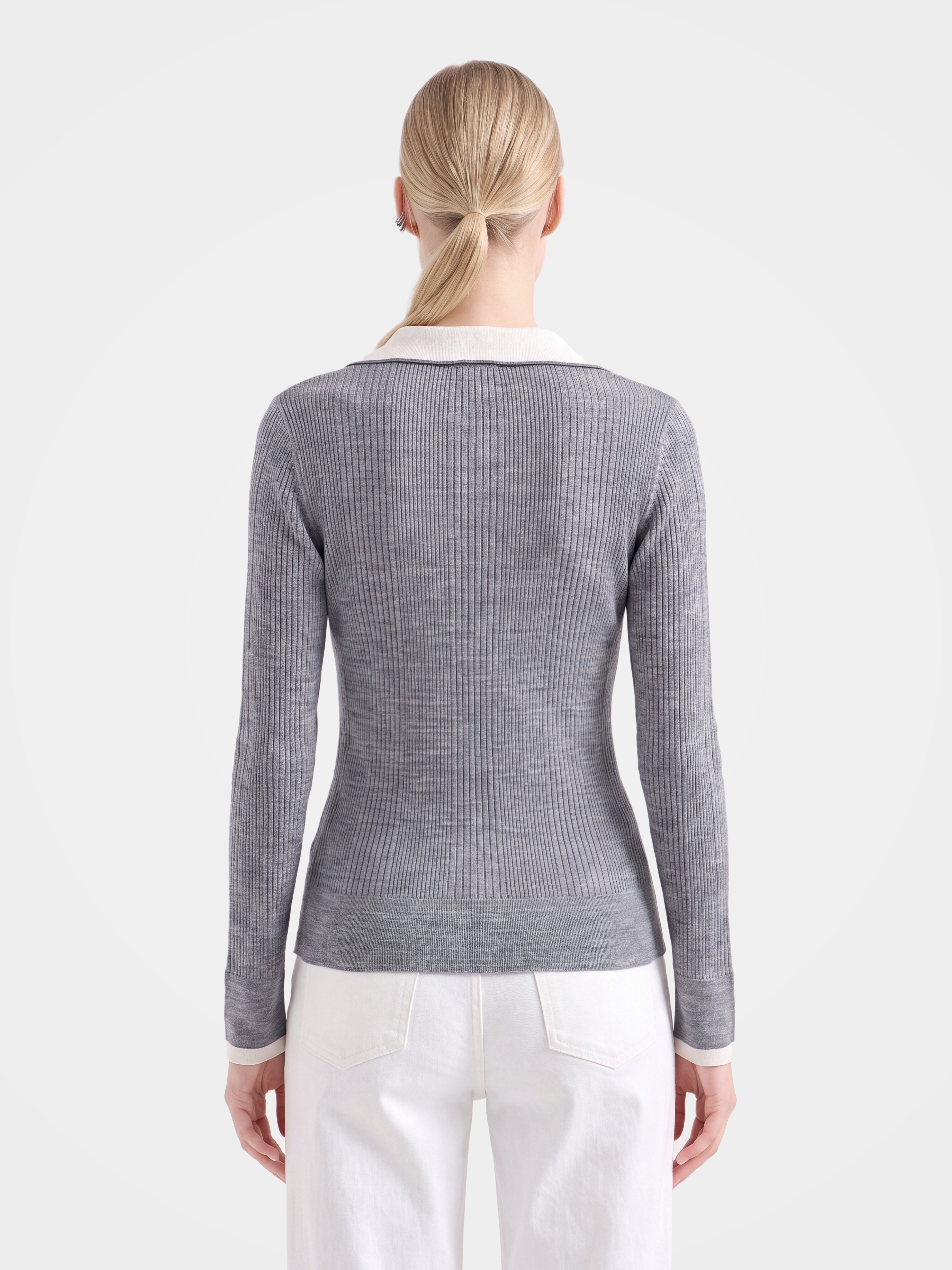 Lightweight Wool V Neck Patchwork Knit Top 