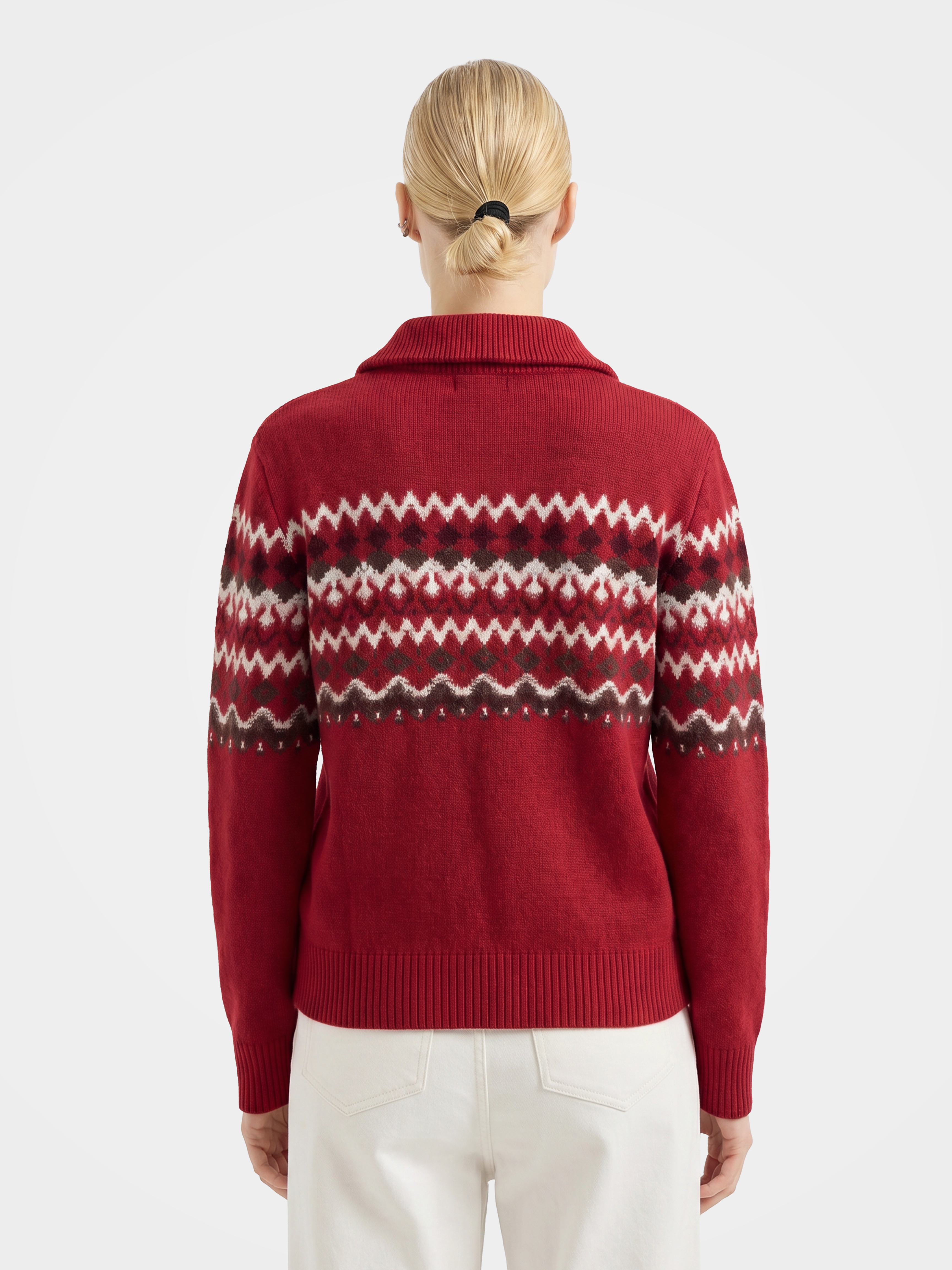 100% Cashmere Double-Sided Jacquard Zip Jacket