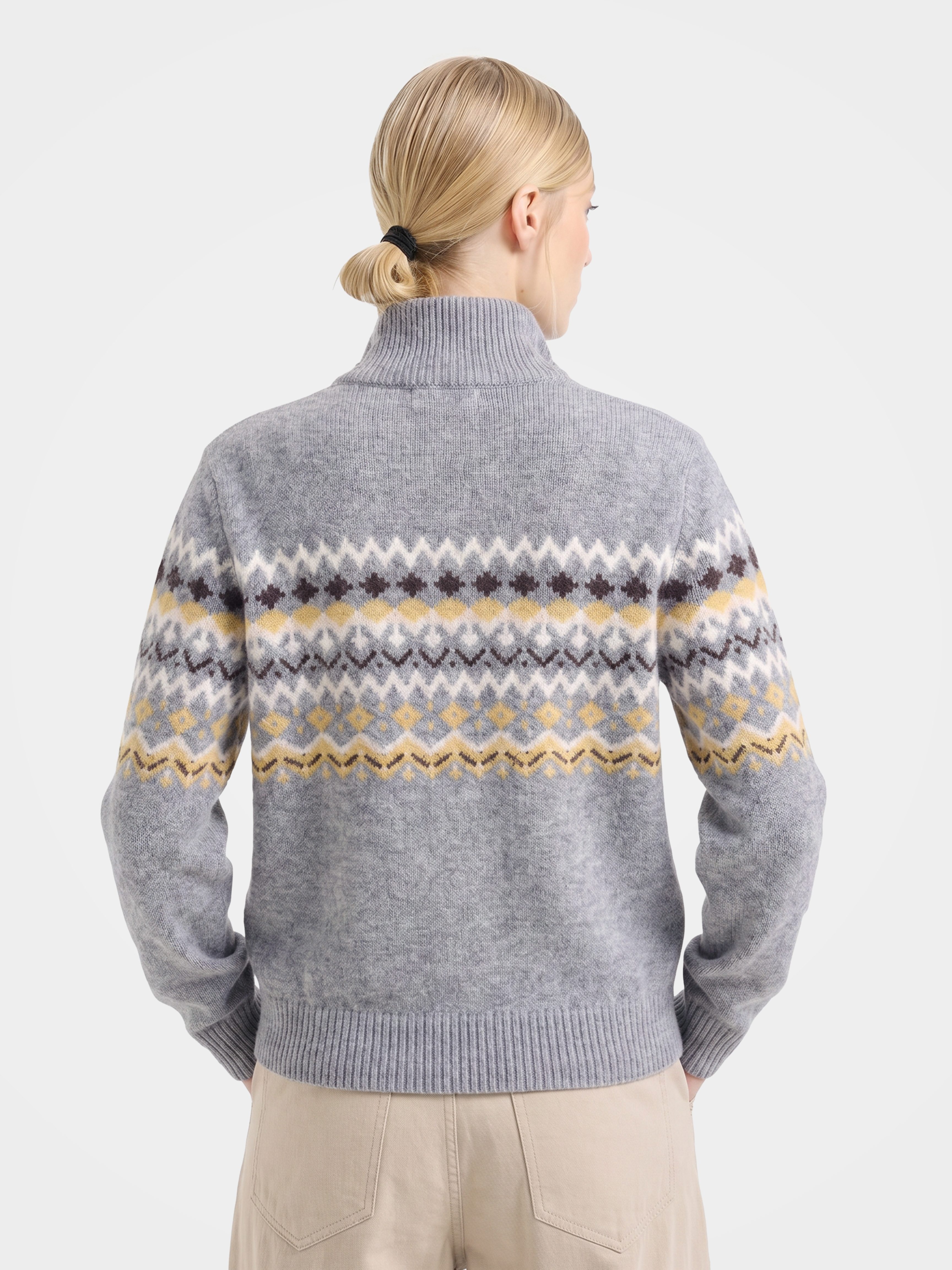 100% Cashmere Double-Sided Jacquard Zip Jacket