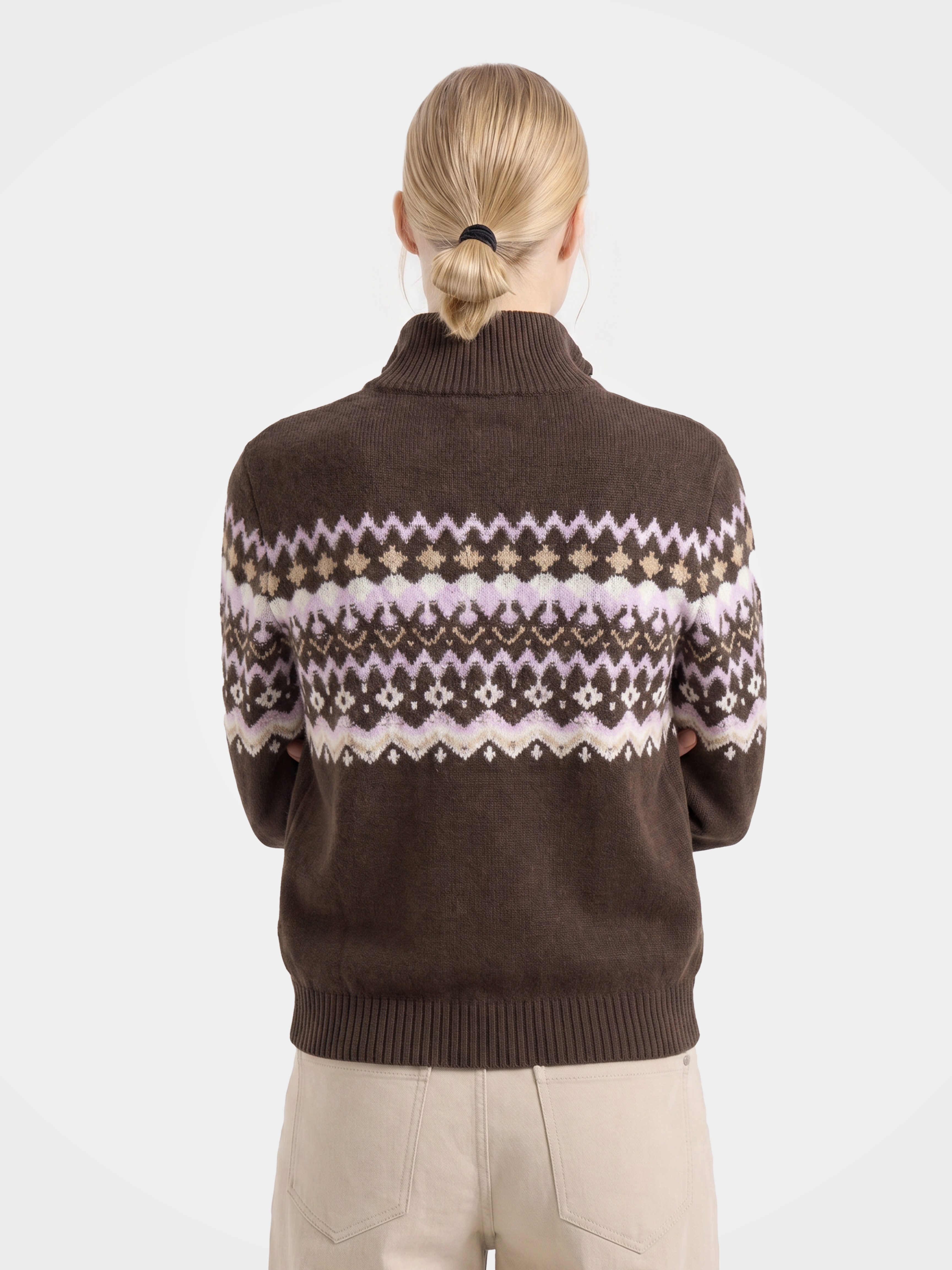 100% Cashmere Double-Sided Jacquard Zip Jacket