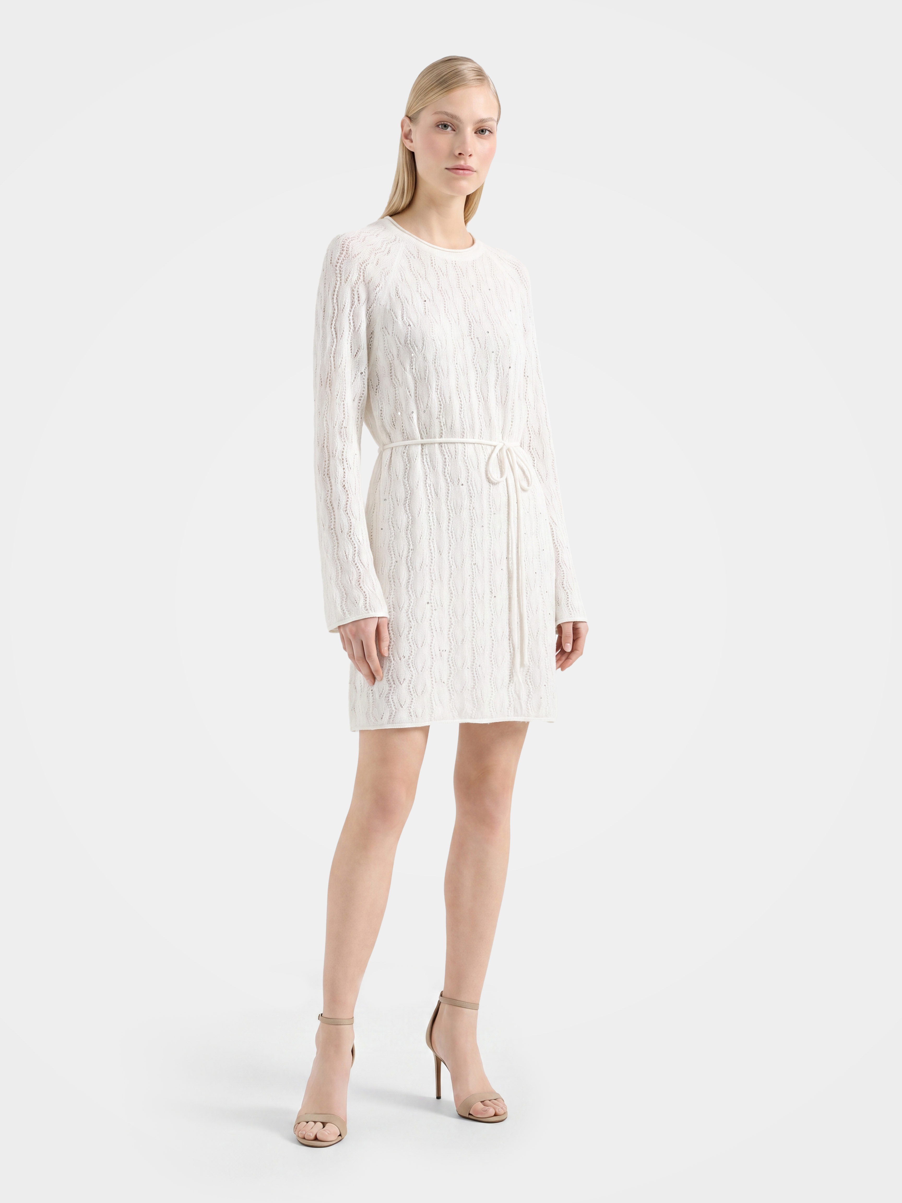 Luxurious Mongolian Cashmere Knit Mini Sweater Dress
