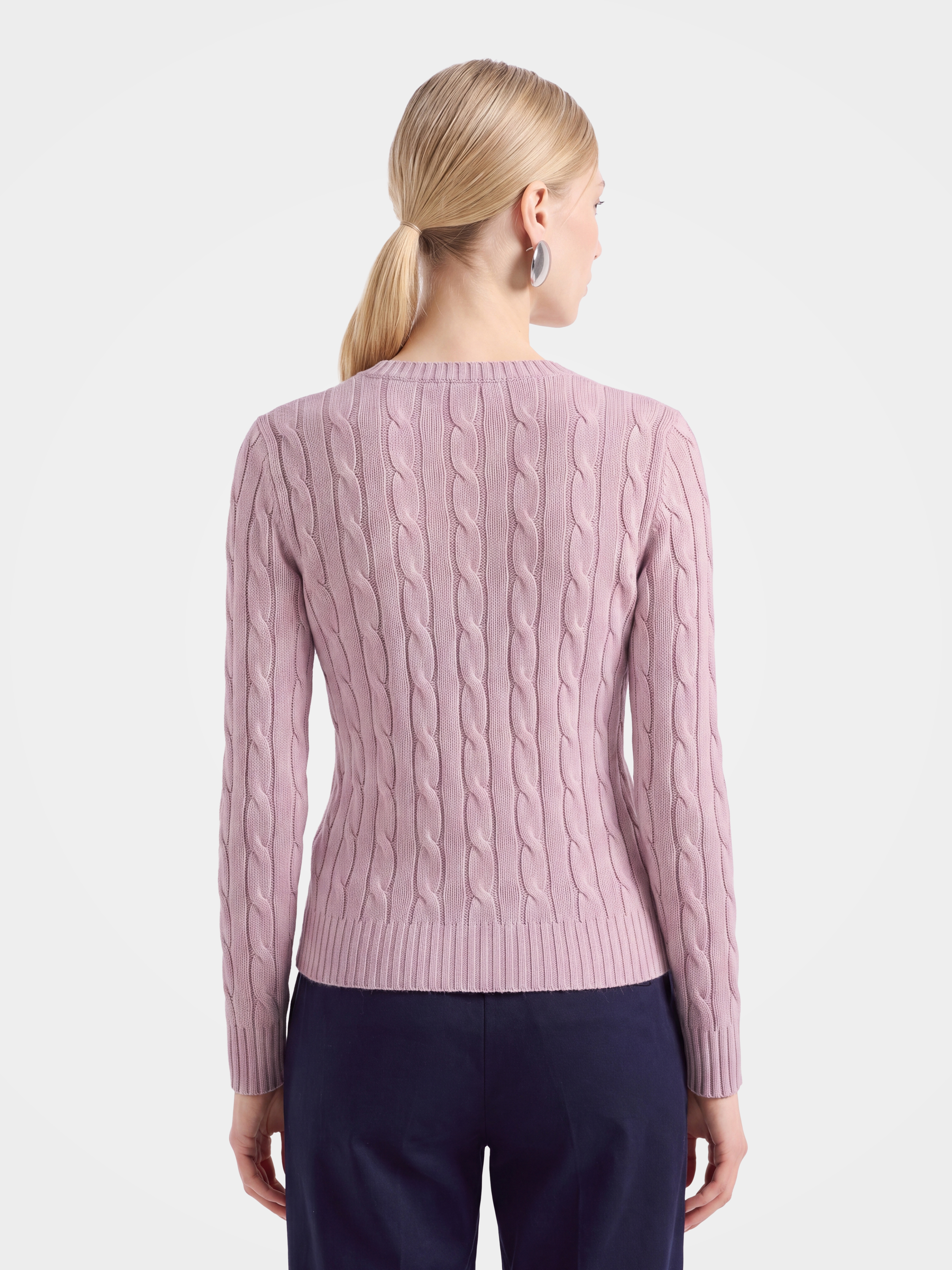 00% Mongolian Cashmere Classic Cable Knit V-Neck Sweater