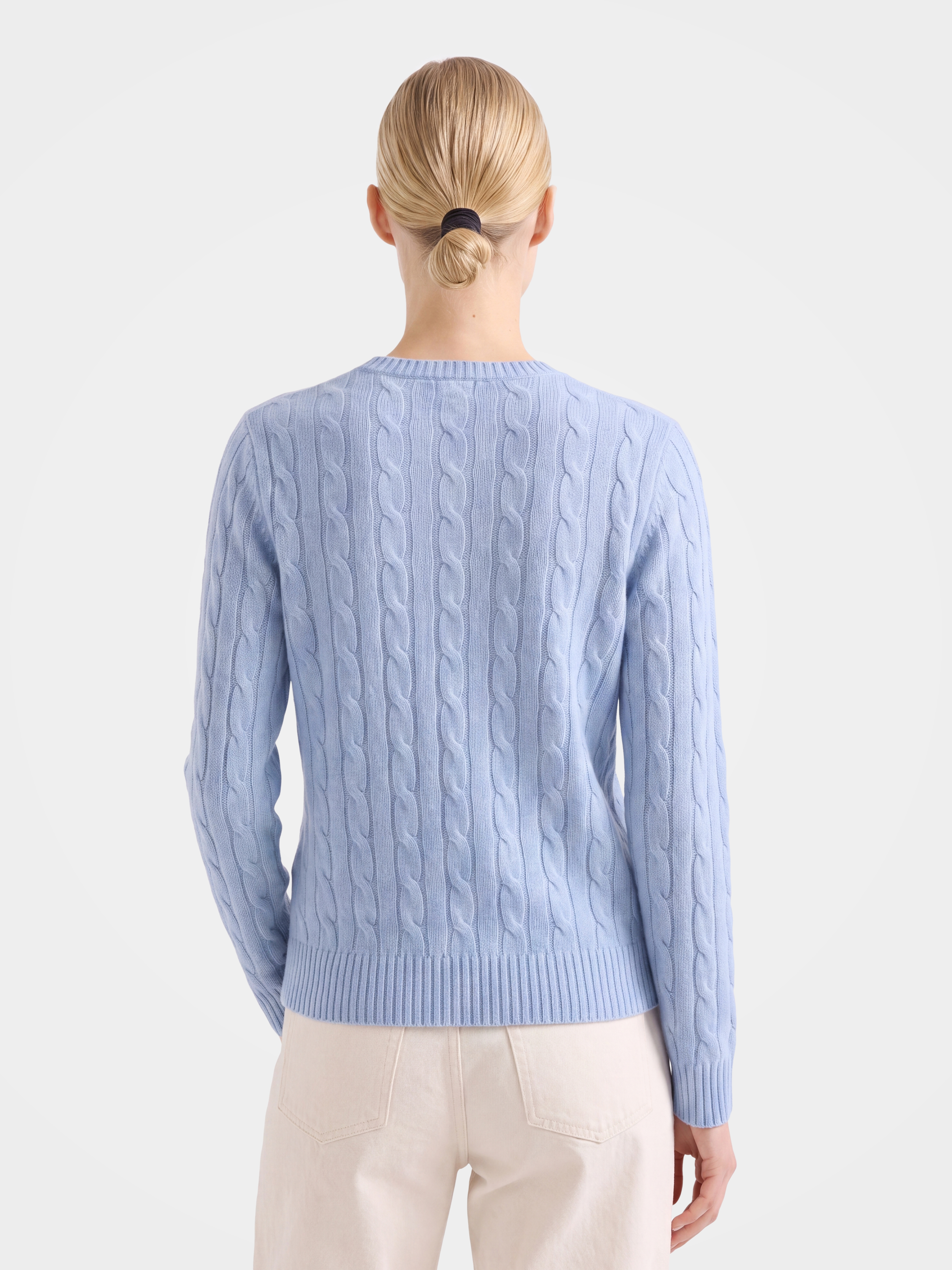 100% Mongolian Cashmere Cable Knit Crew Neck Sweater