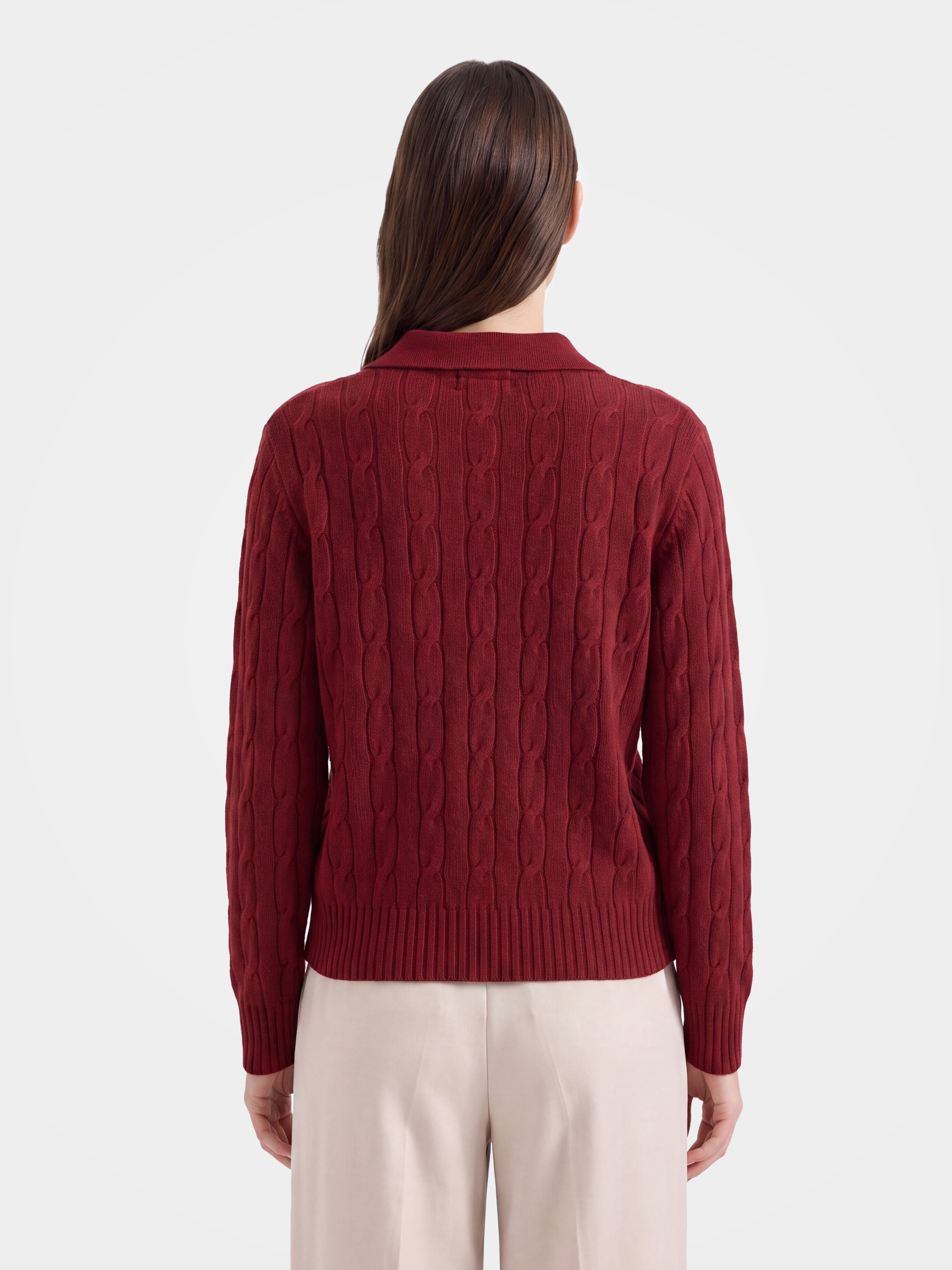 100% Mongolian Cashmere Cable Knit Polo Sweater