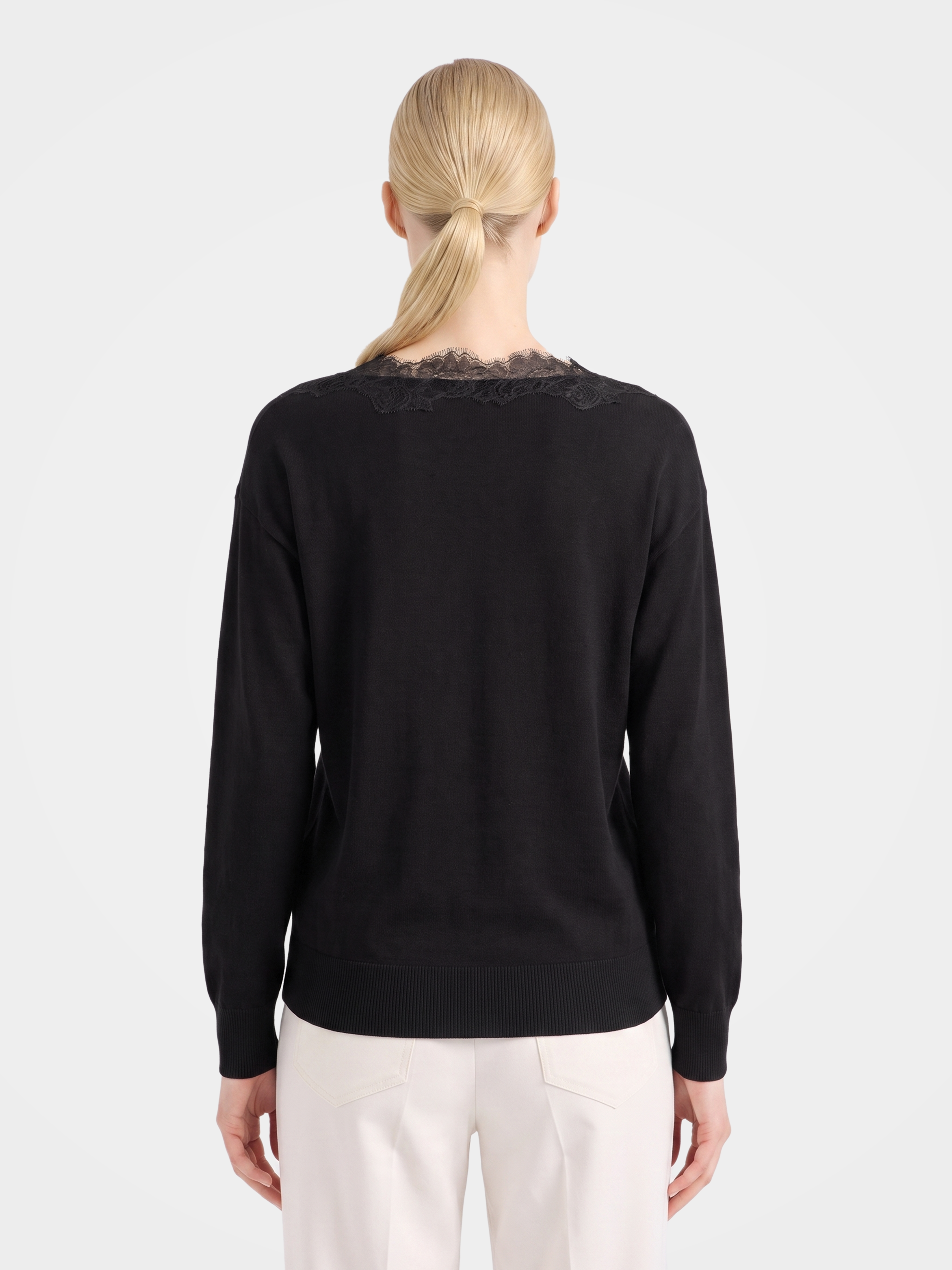 Pre-Order | 100% Wool V Neck Sweater Soft Lace Fit Knit (10-14 Business Days)