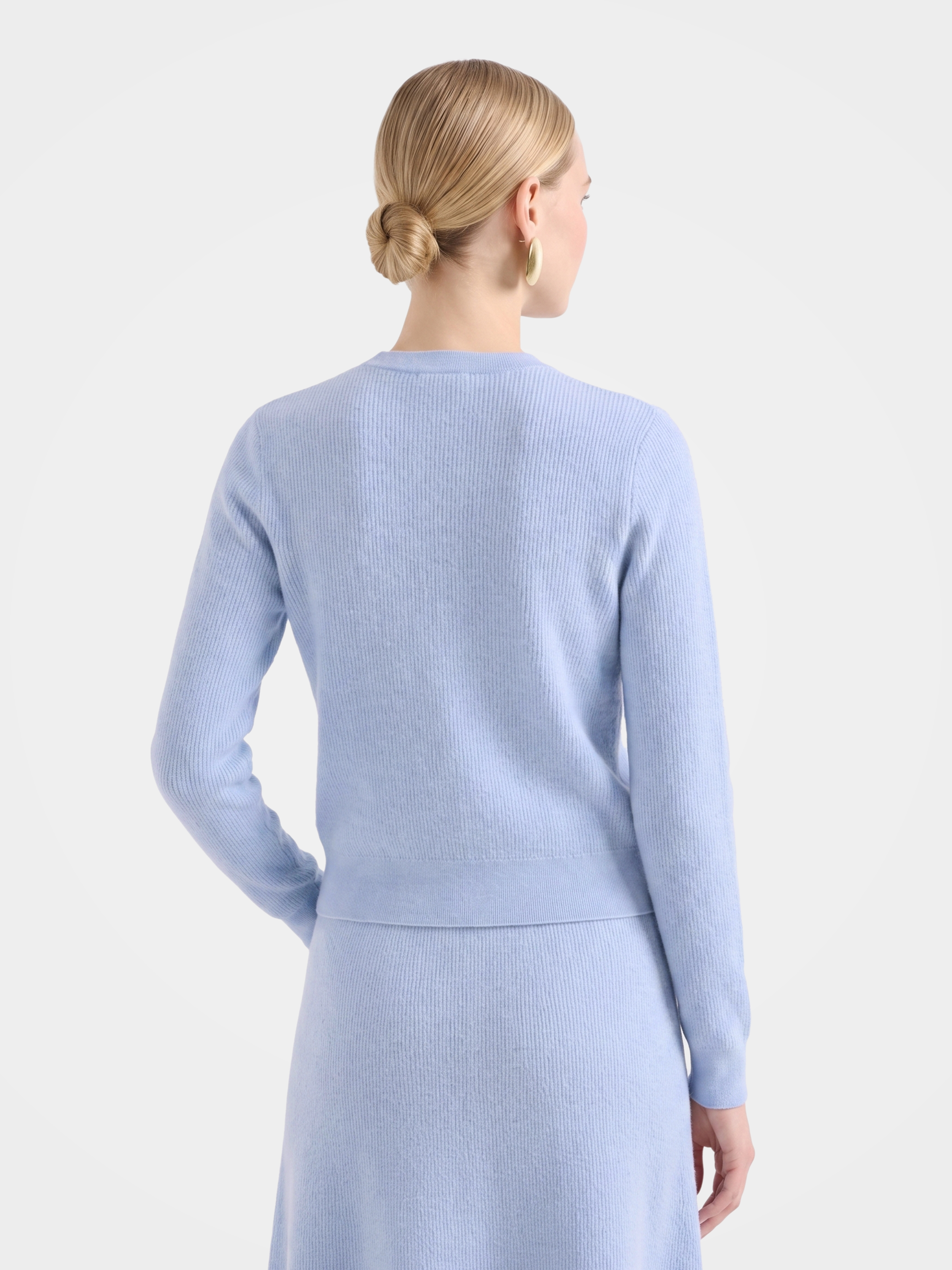 Pre-Order | Cashmere Crew Neck Cardigan Sweater Plain Knitwear (10-14 Business Days)