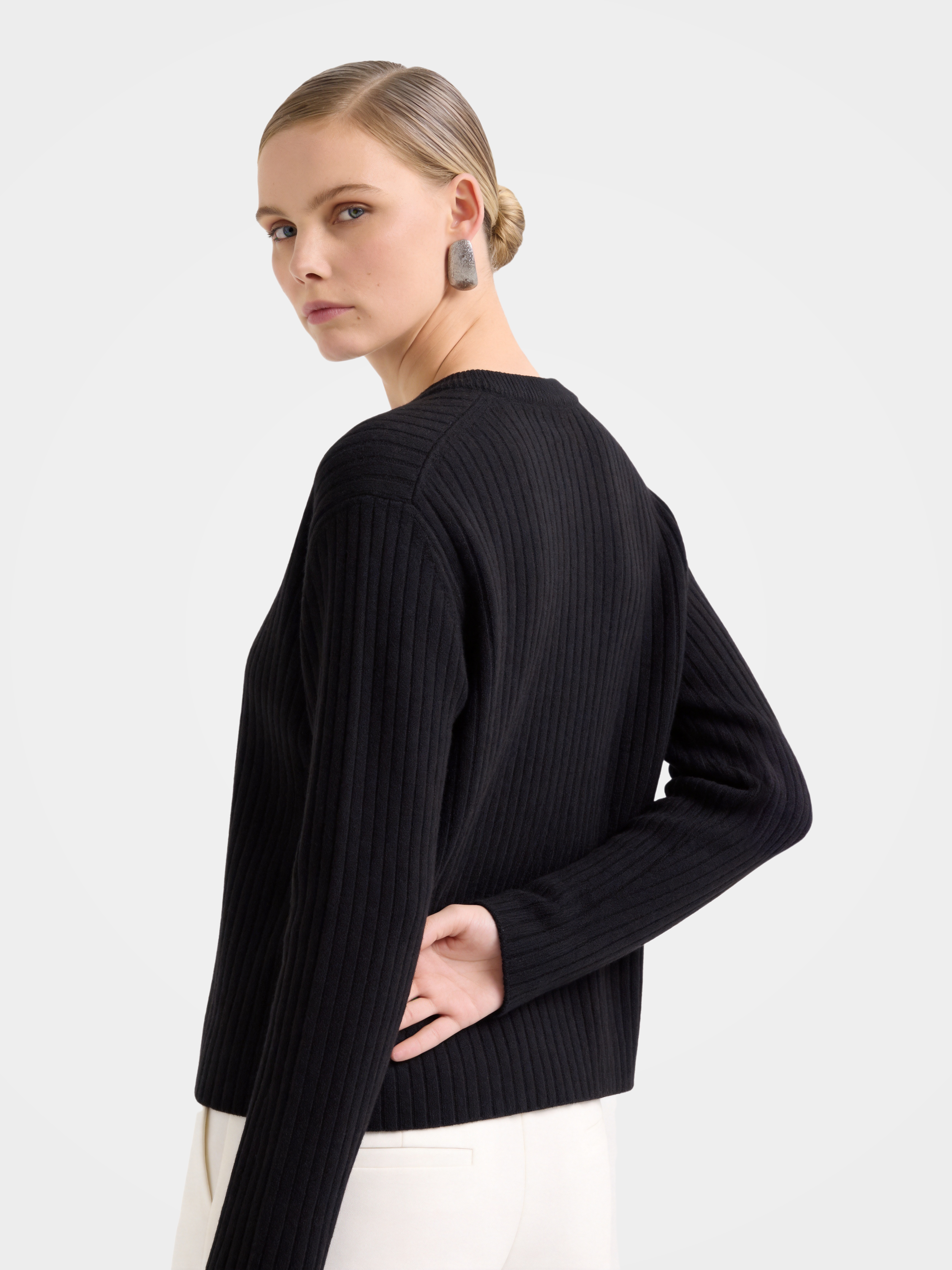 Textured 100% Mongolian Cashmere Knit Zip Cardigan