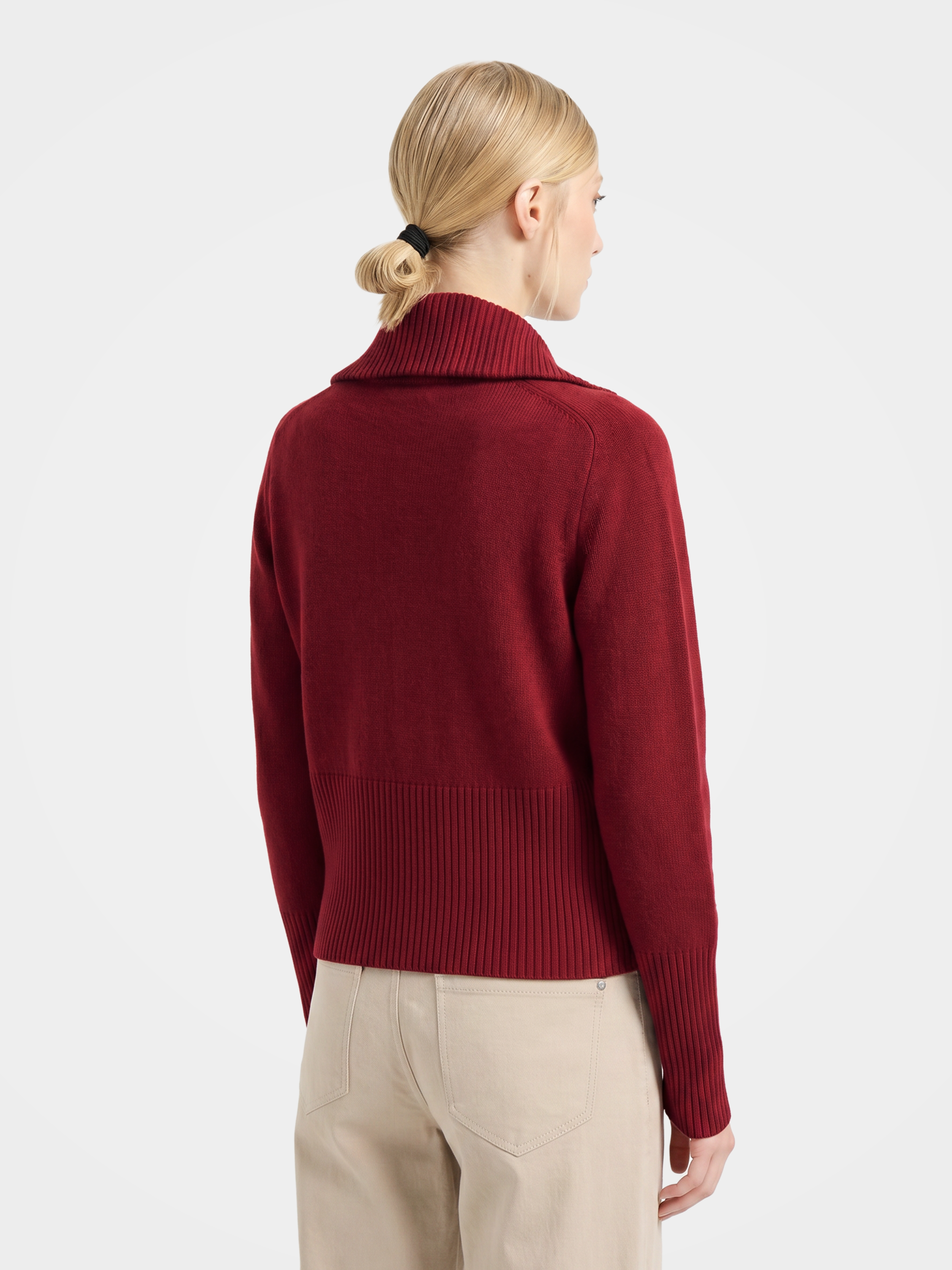 Soft 100% Cashmere Zip Ribbed Knit Cardigan