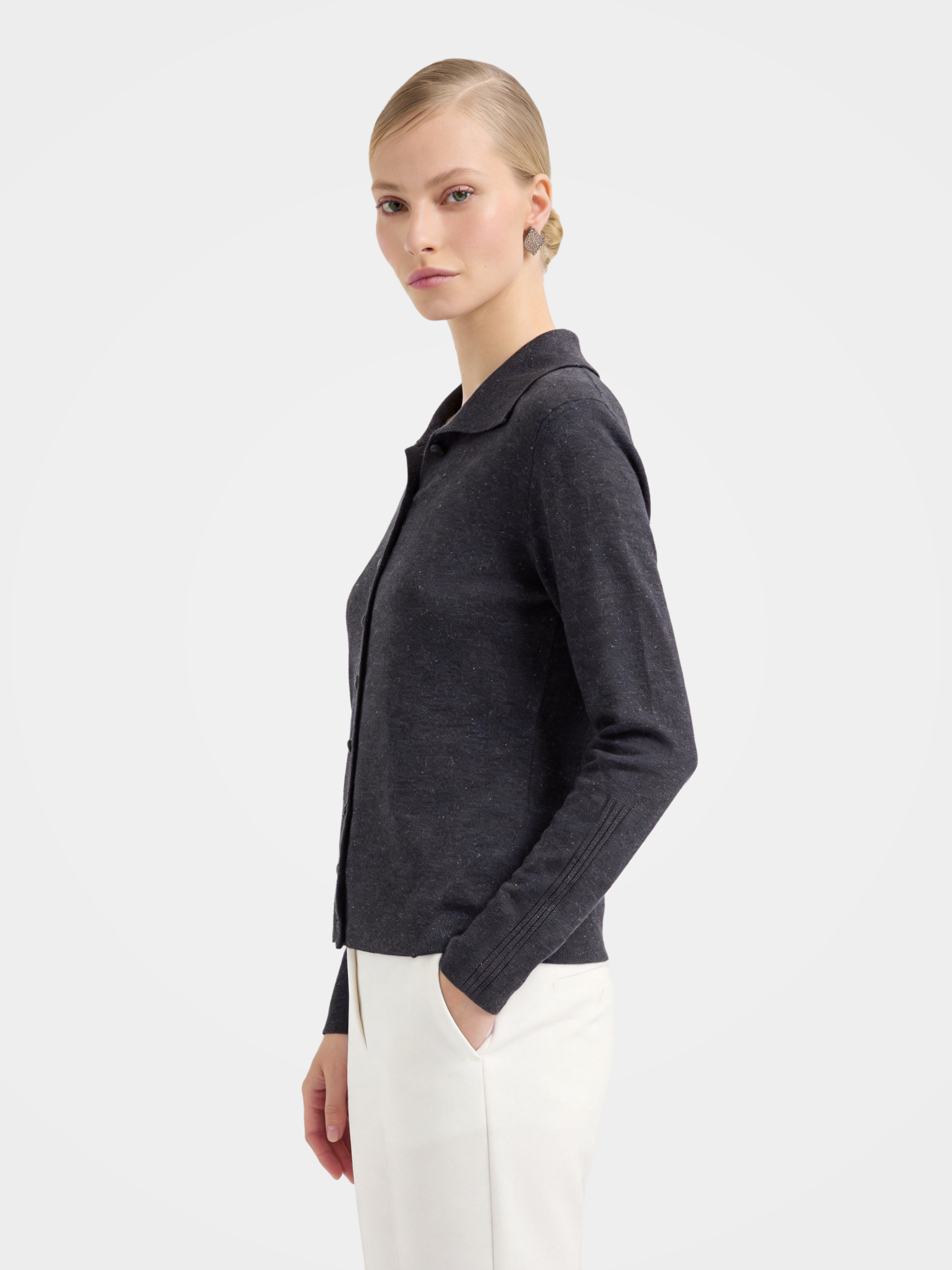 Wool Collared Sweater Soft Knit Cardigan Sweaters 