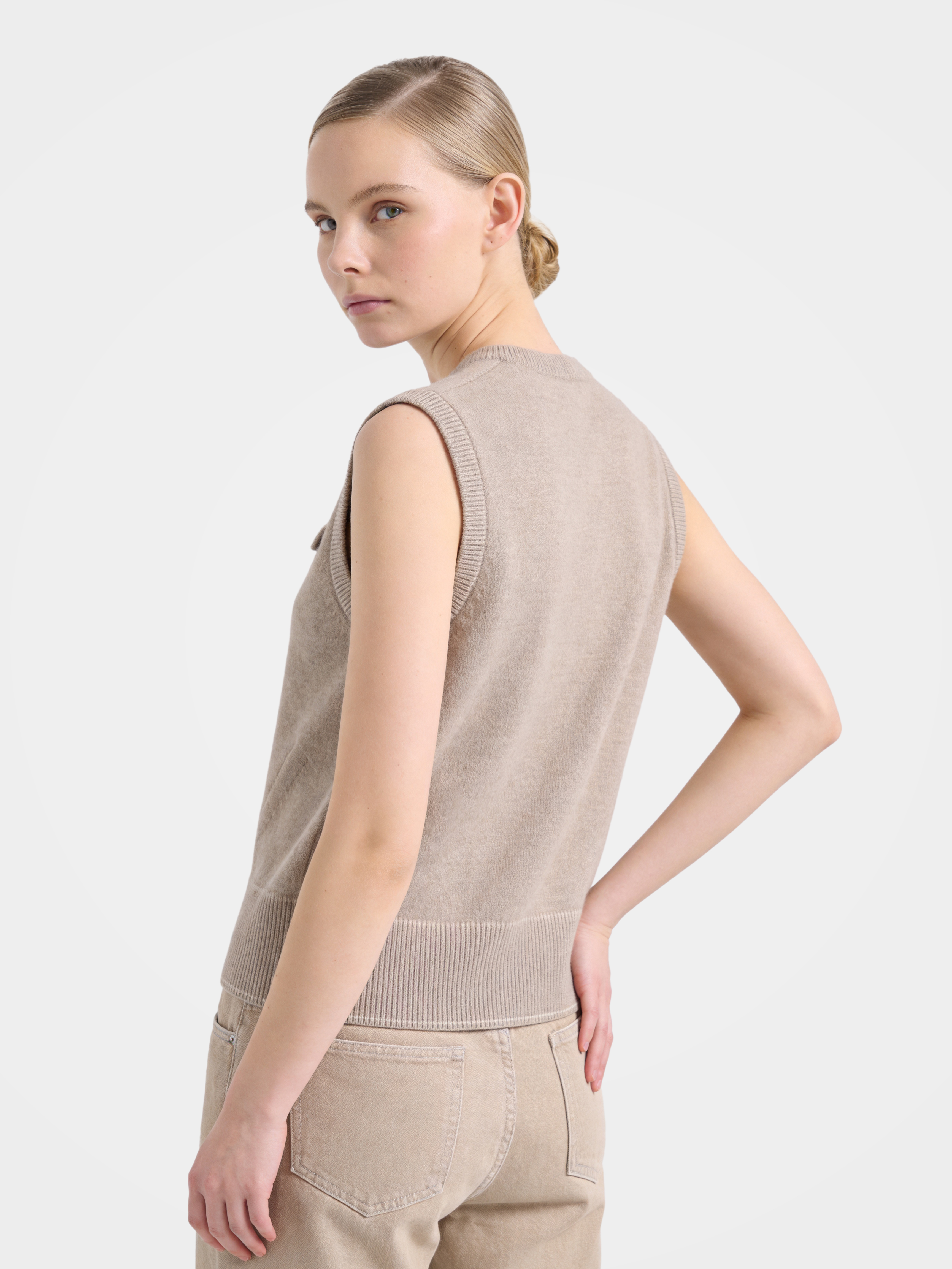 100% Cashmere Button Vest Top Knit Sweaters 