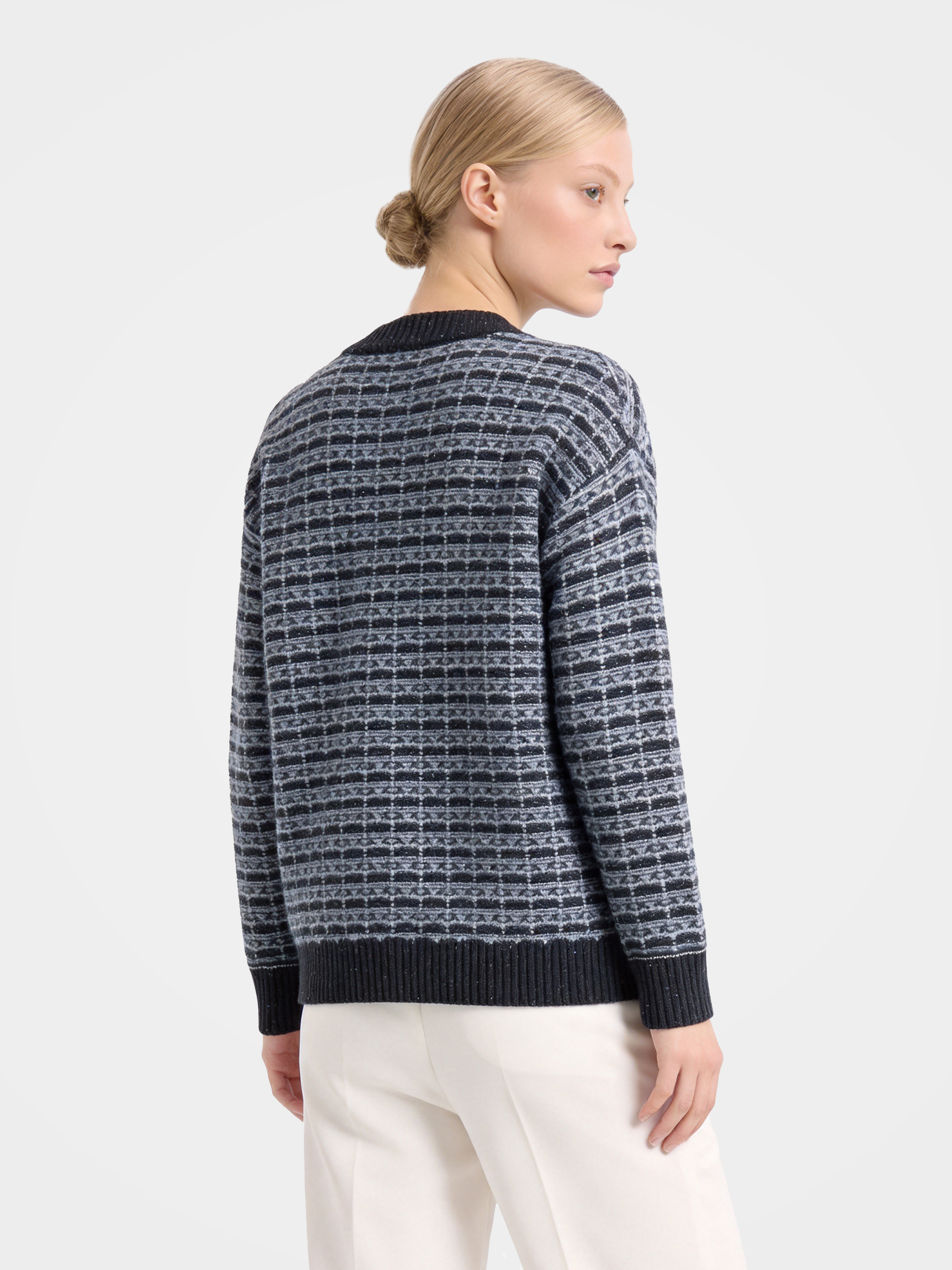 100% Mongolian Cashmere Fair Isle Button Cardigan