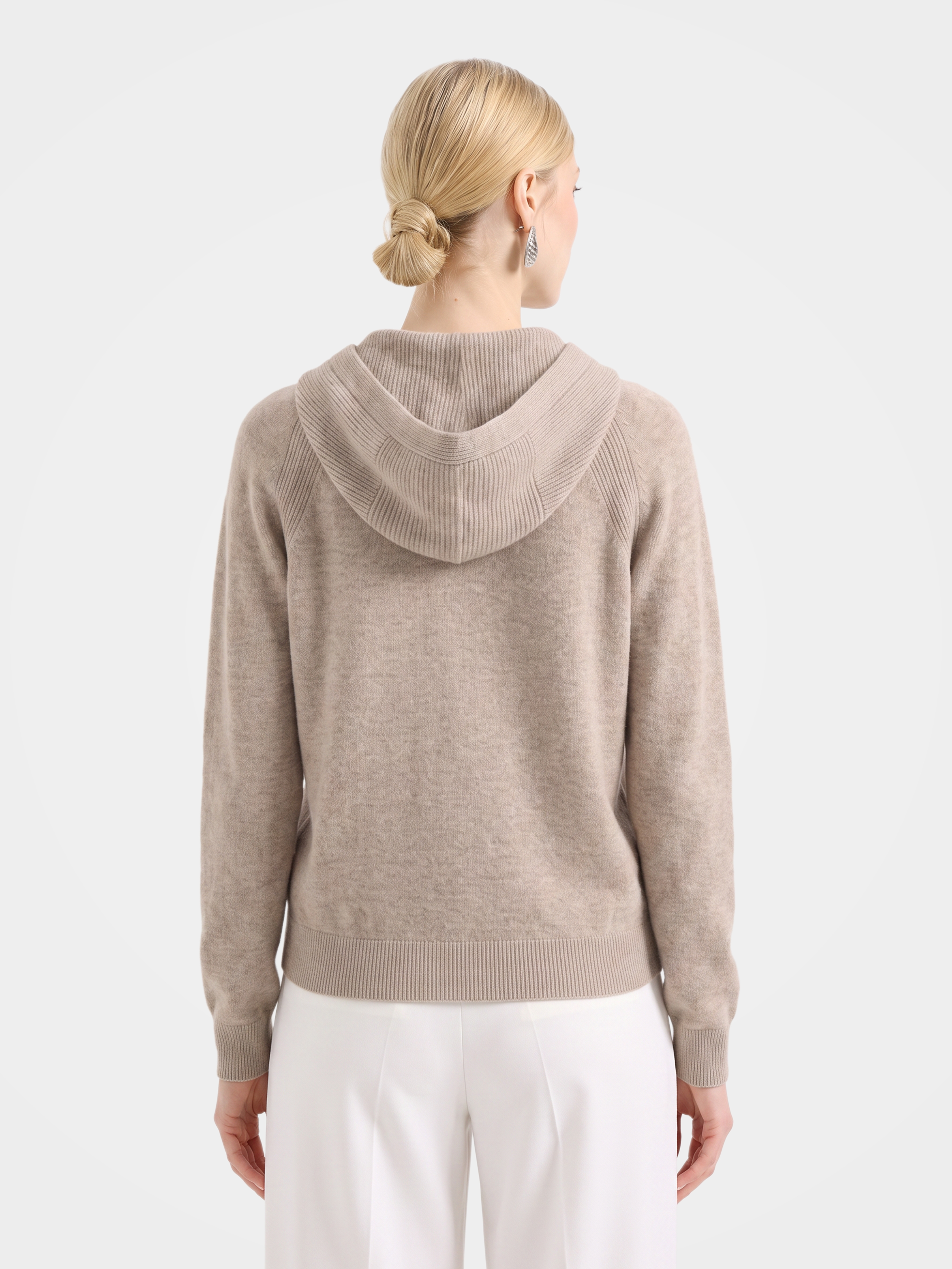 100% Cashmere Zip-Up Hooded Cardigan