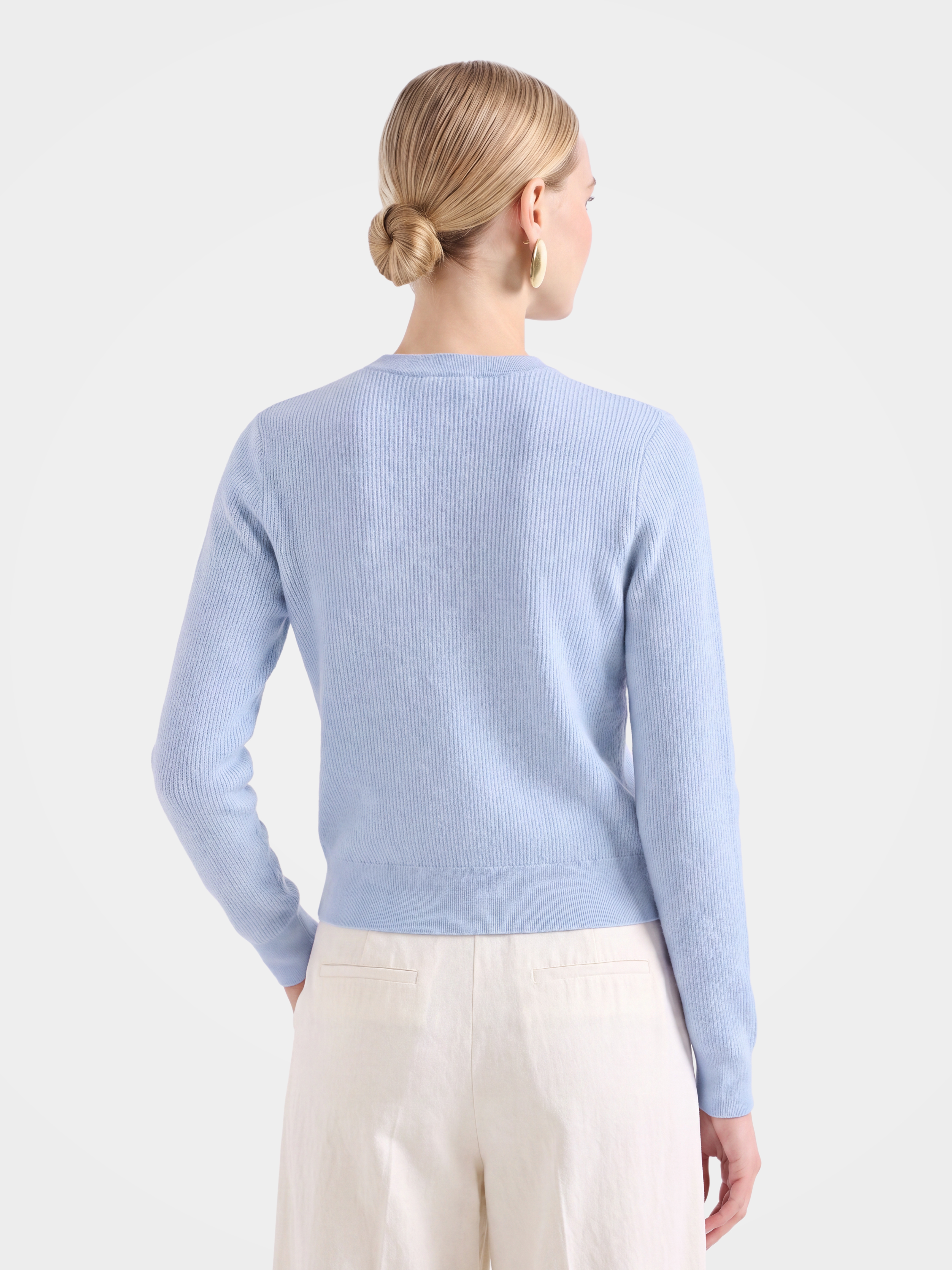 Pre-Order |100% Cashmere Crew Neck Cardigan Sweater Plain Knitwear (10-14 Business Days)