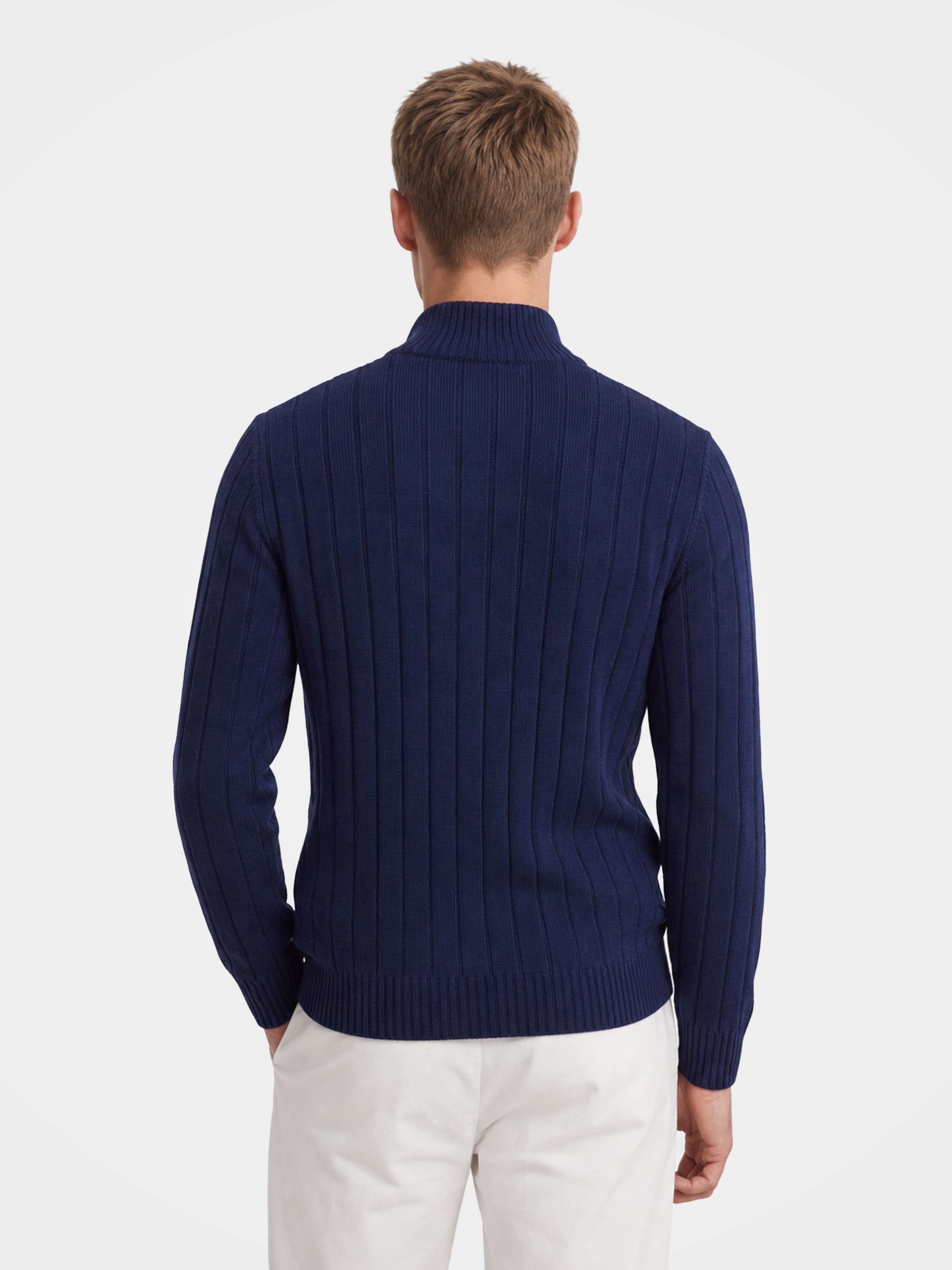 Pre-Order | Men’s 100% Cashmere Mock Neck Zip Rib Knit Cardigan (10-14 Business Days)