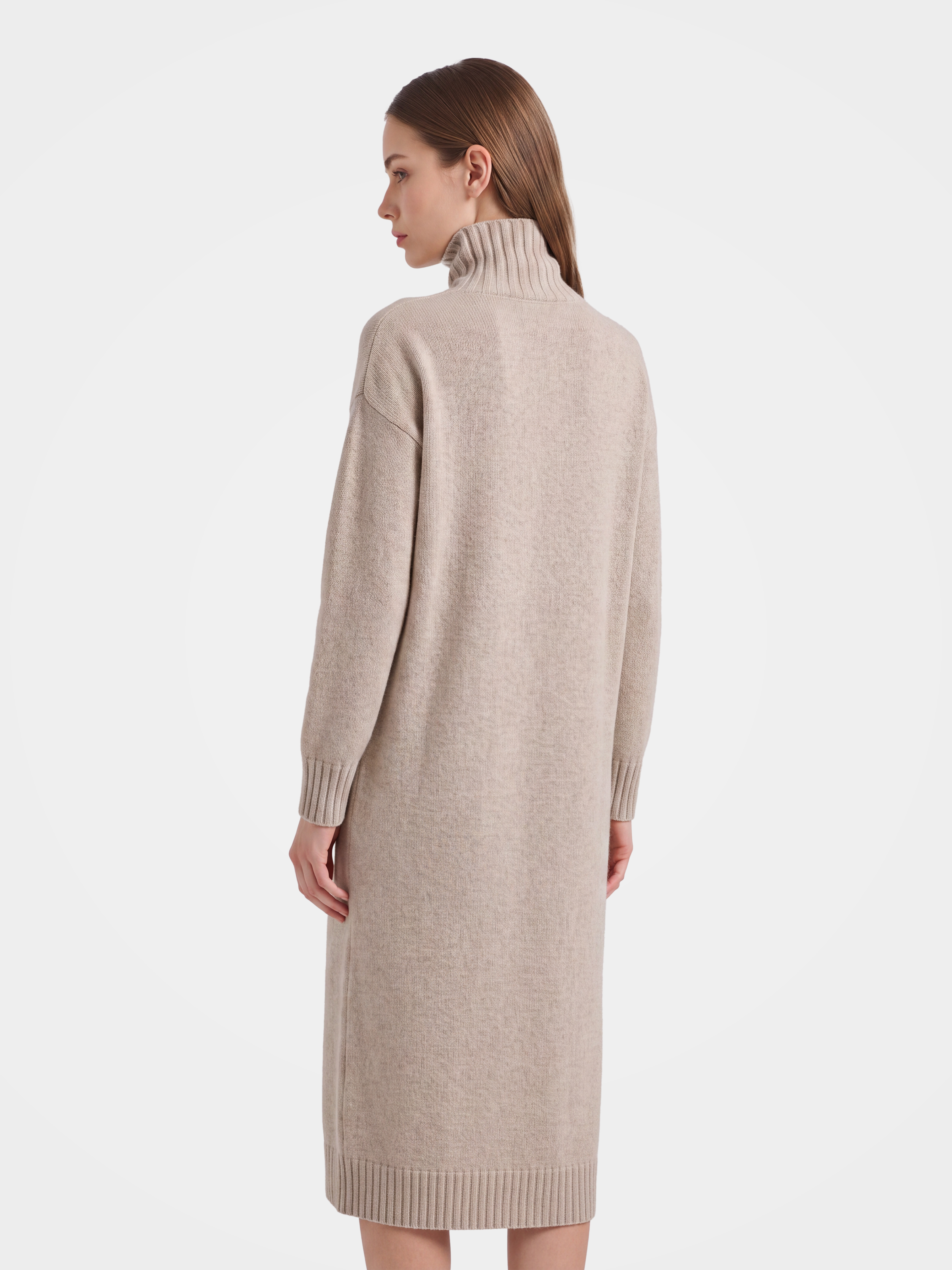Pre-Order | Luxurious 100% Cashmere Turtleneck Knit Midi Sweater Dress (10-14 Business Days)