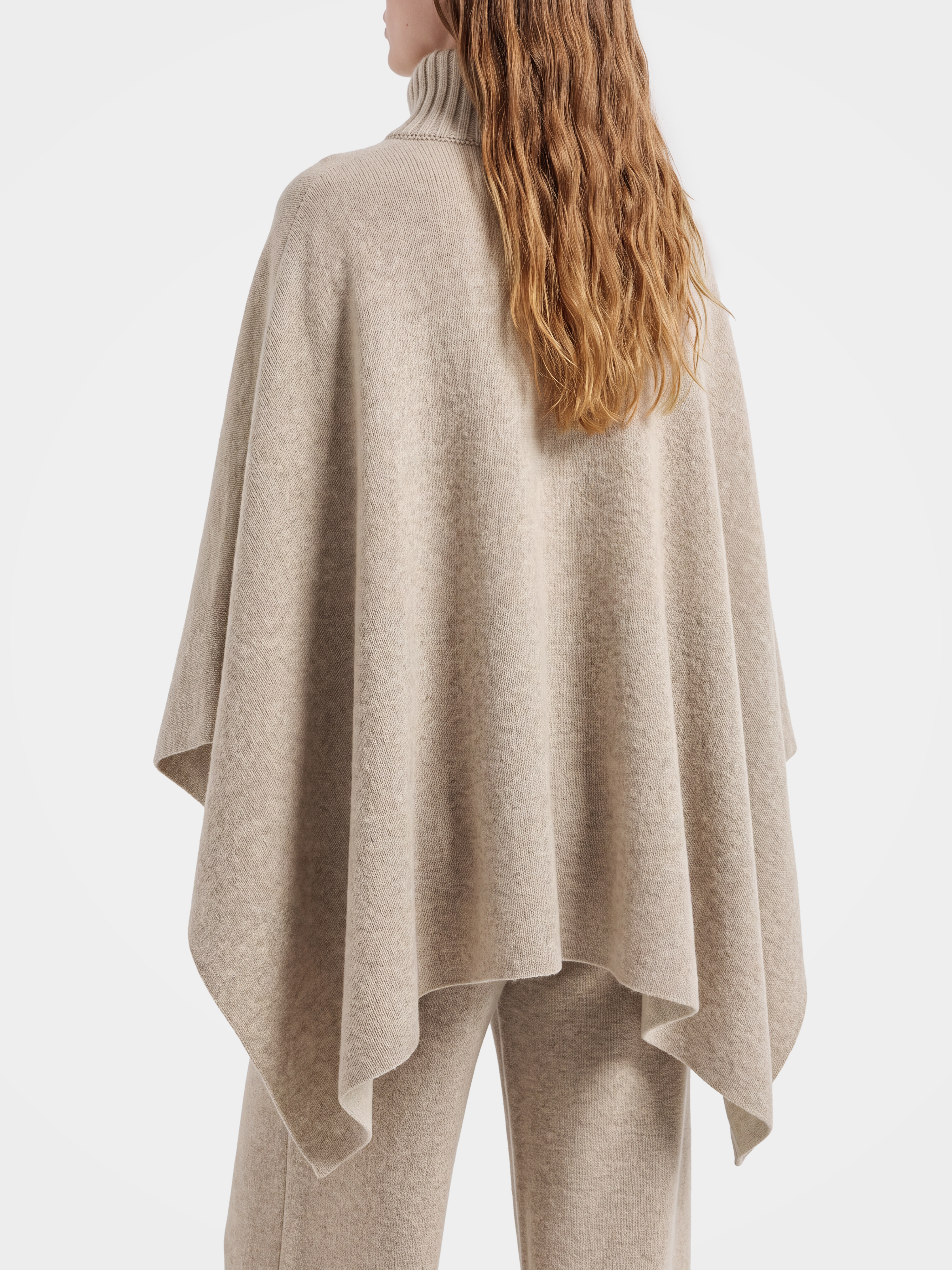 Pre-Order | 100% Cashmere Turtleneck Botton Front Cardigan Knit Cape Relaxed Fit (10-14 Business Days)