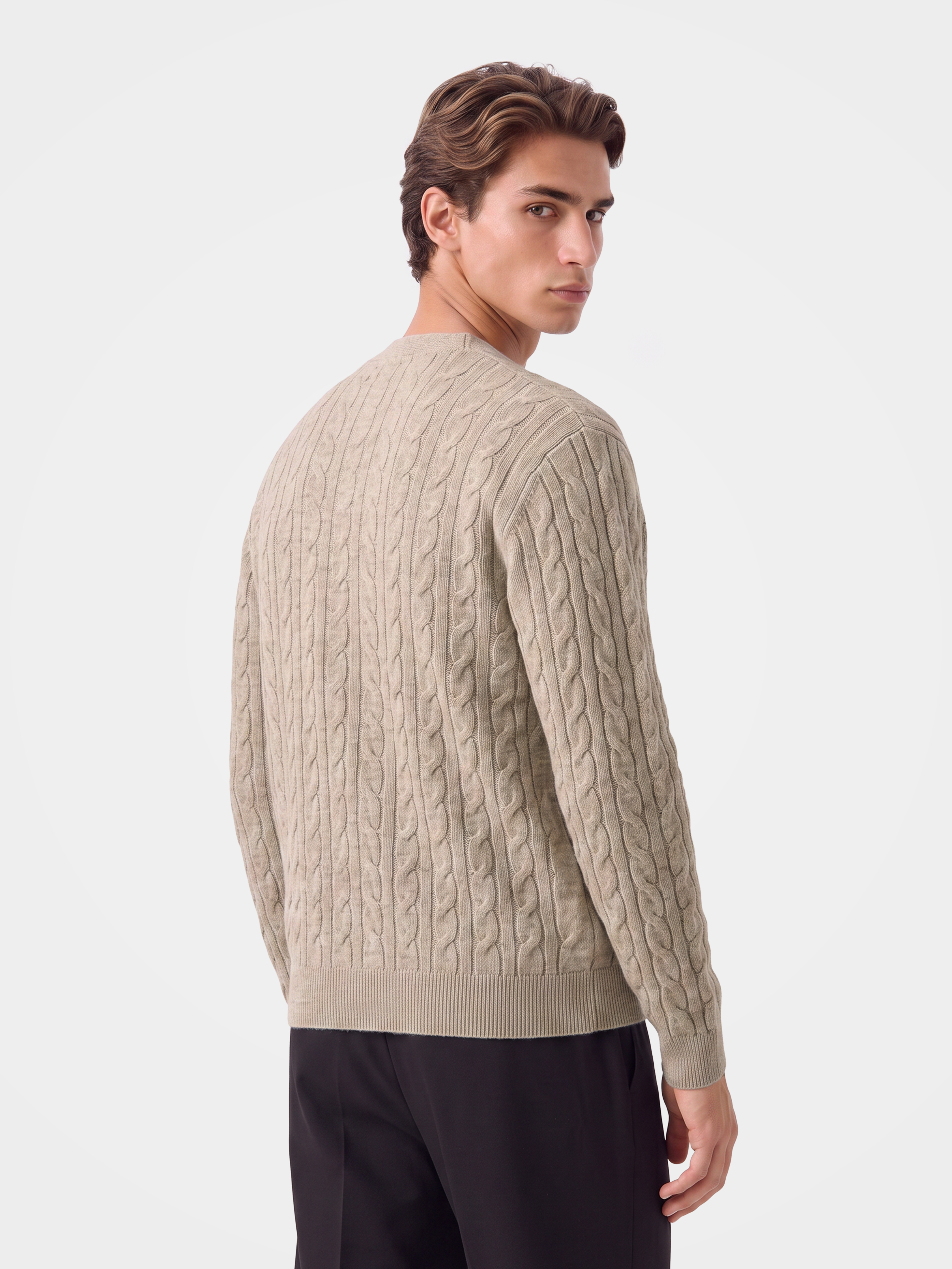 Pre-Order | Men's 100% Mongolian Cashmere Cable Knit V-Neck Cardigan (10-14 Business Days)
